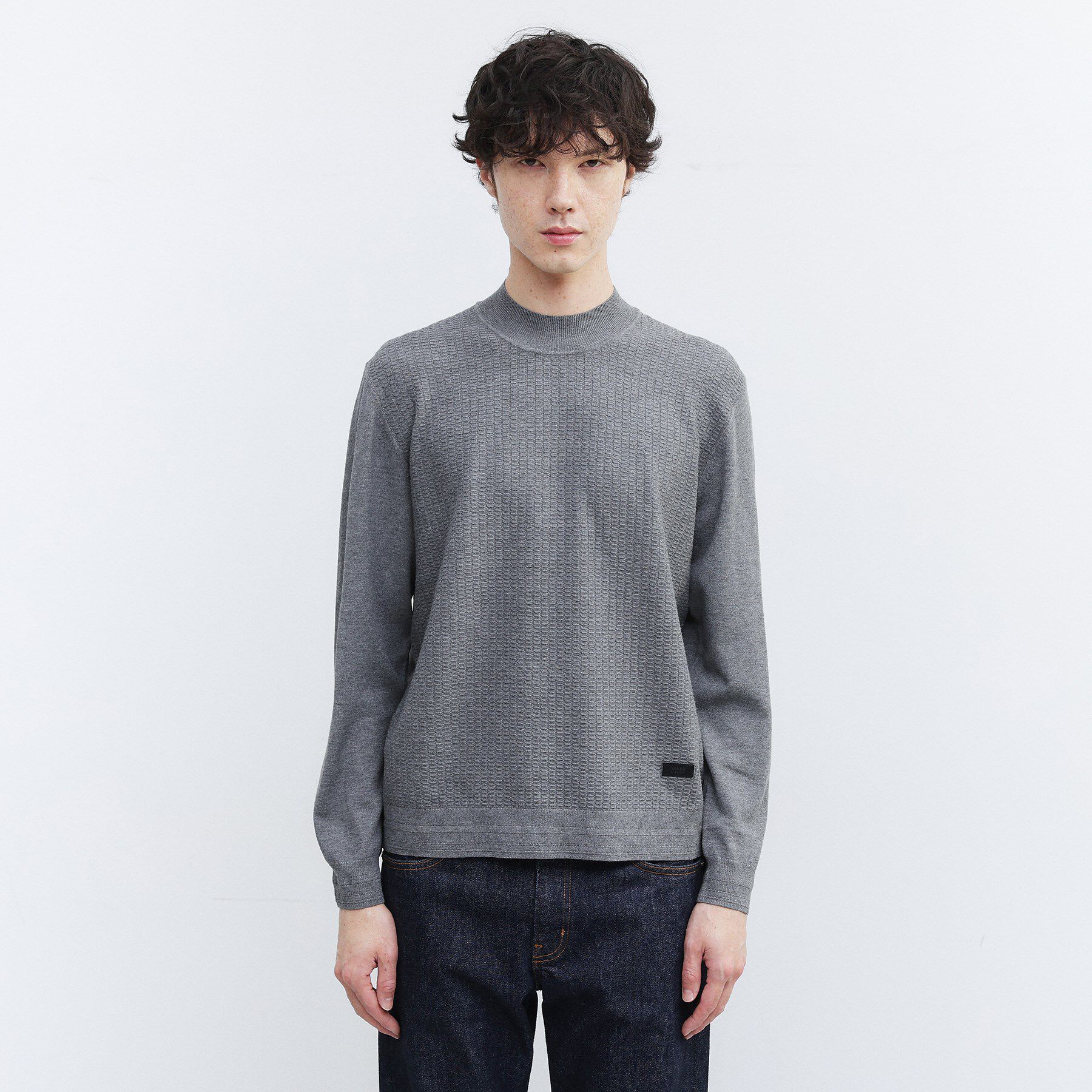 TAKEO KIKUCHI「ハイゲージ モックネック ニット プルオーバー」|ニット・セーター|チャコールグレー(0