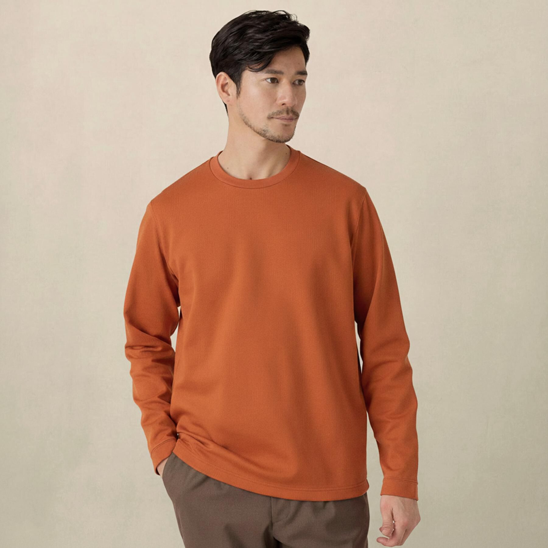 TAKEO KIKUCHI「【尾州ファブリック】ジャカードカットソー」|Tシャツ・カットソー|オレンジ(067)