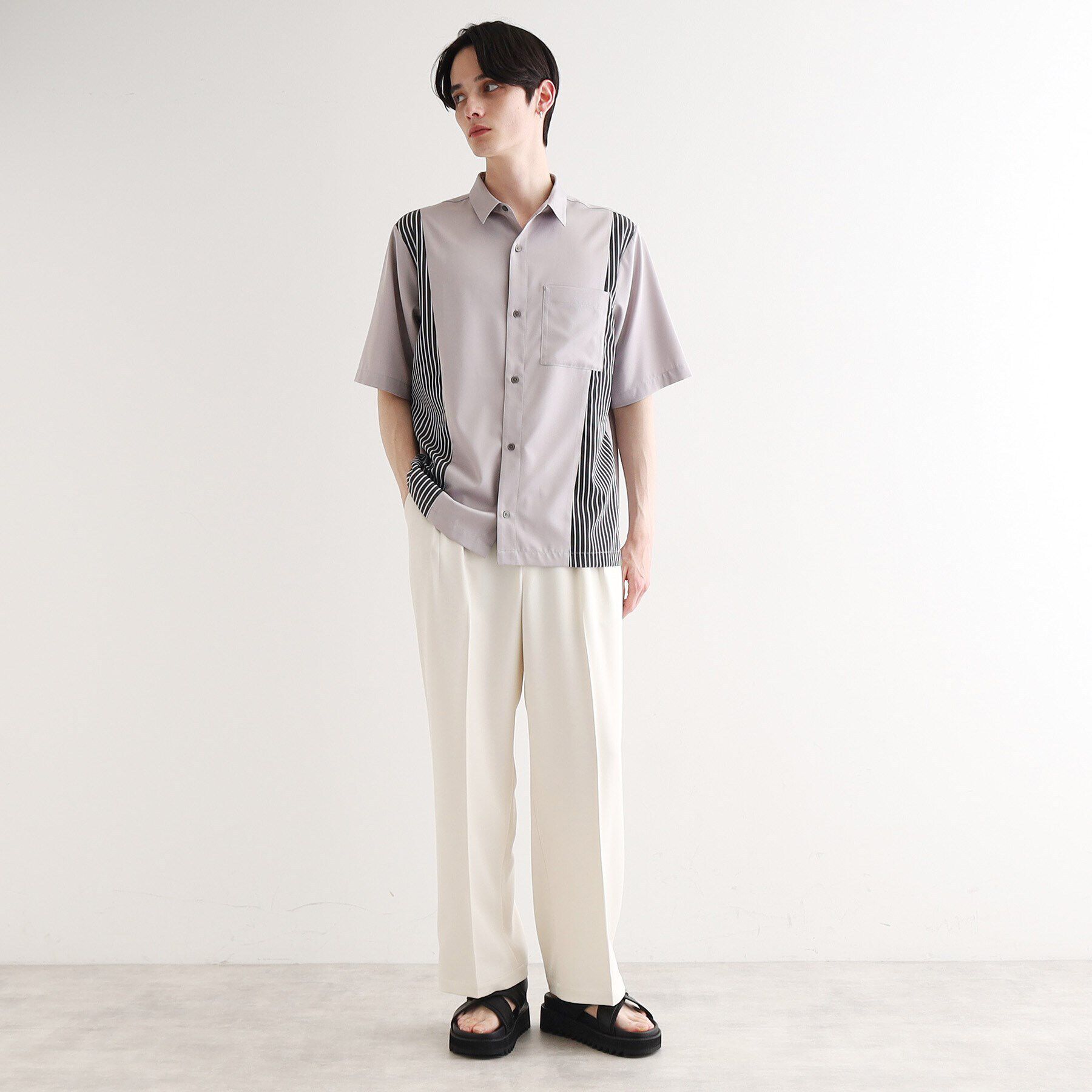 tk.TAKEO KIKUCHI「ストライプスイッチシャツ」|シャツ・ブラウス|