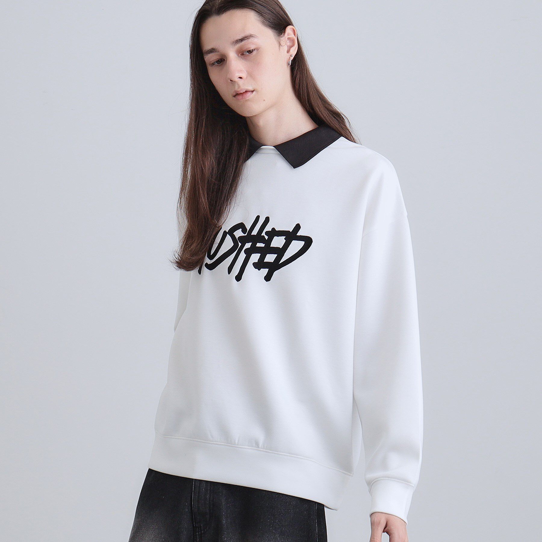 tk.TAKEO KIKUCHI「レタードエンブロレイヤーカラーカットソー」|パーカー|ホワイト(001)