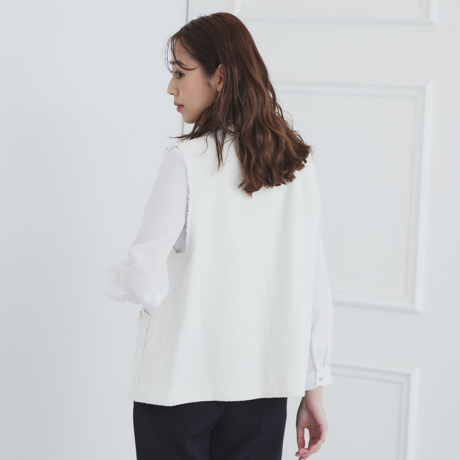 index「《美人百花掲載》ポケット付きツイードジレ/通勤対応【洗える】」|ベスト・ジレ|