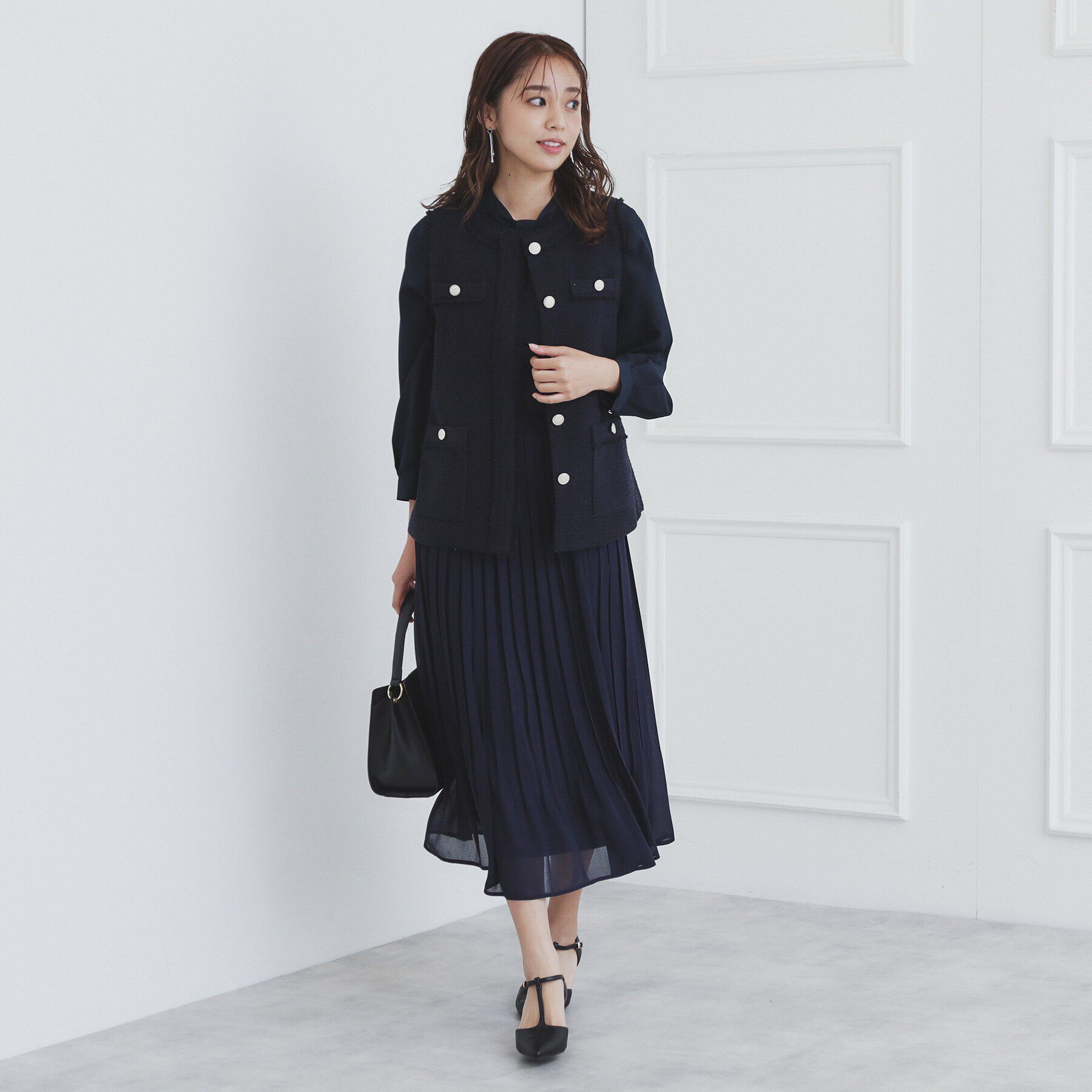 index「《美人百花掲載》ポケット付きツイードジレ/通勤対応【洗える】」|ベスト・ジレ|