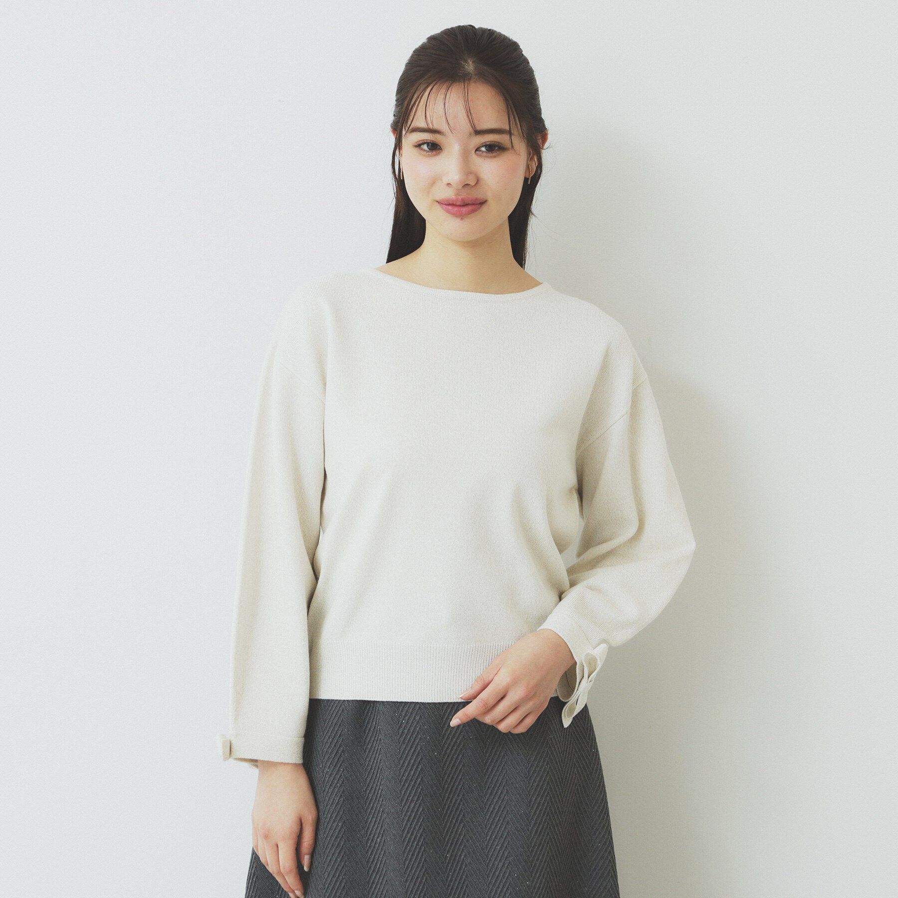 index「ラメリボンスリーブ二ット【洗濯機洗い可/抗ピル】」|ニット・セーター|