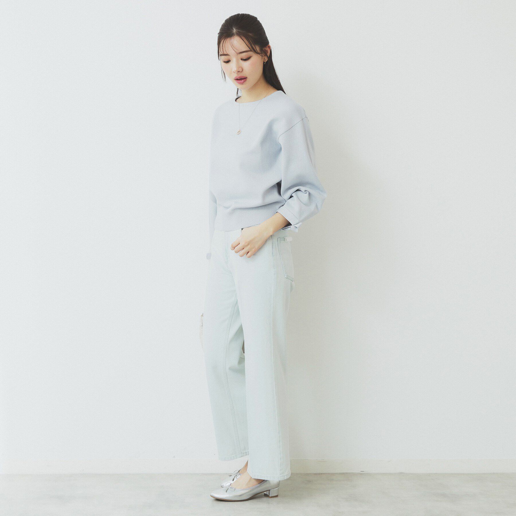 index「ラメリボンスリーブ二ット【洗濯機洗い可/抗ピル】」|ニット・セーター|