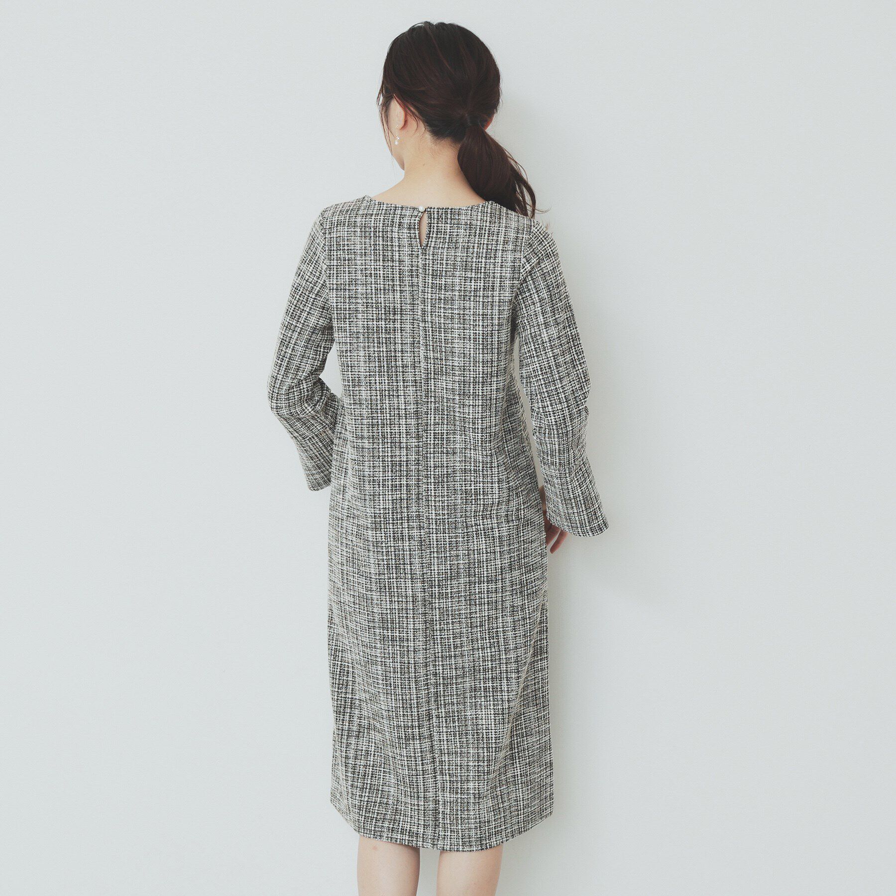 index「ストレッチラメツイードワンピース【洗濯機洗い可】」|ワンピース|