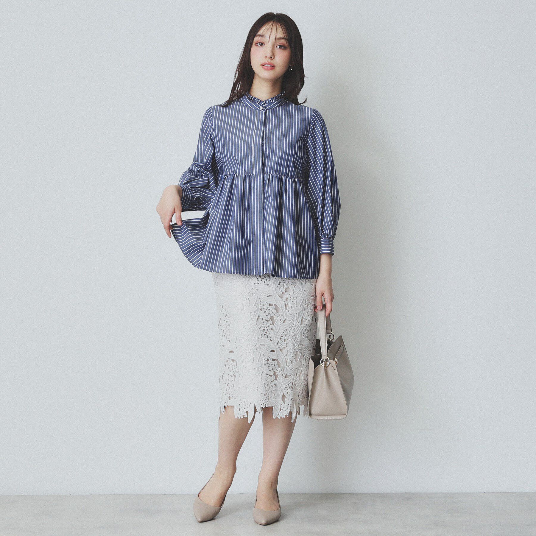 index「《6color》フリルバンドカラーペプラムブラウス【洗濯機洗い可/イージーアイロン/防シワ】」|シャツ・ブラウス|