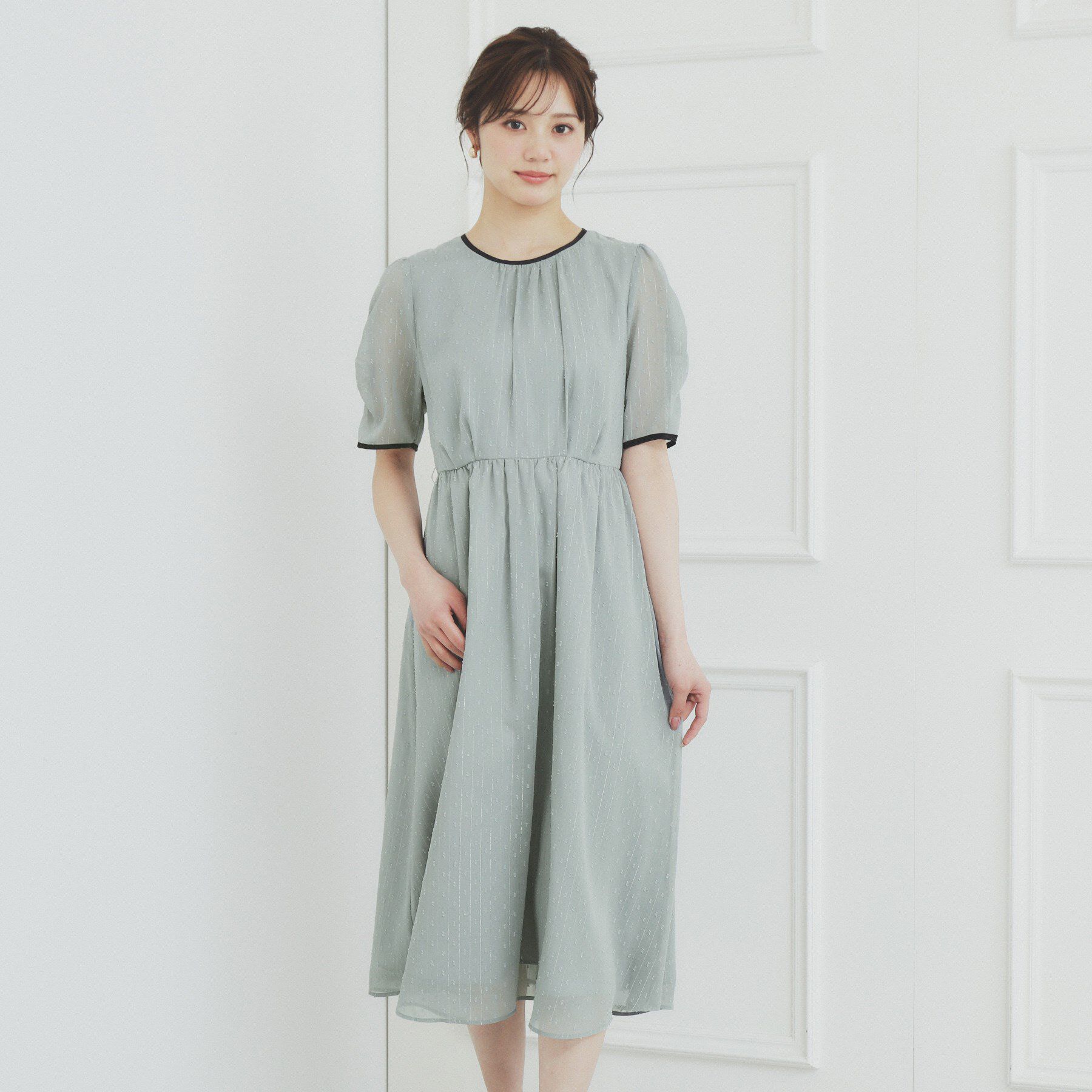 index「フィット＆フレアバイカラーワンピース【洗濯機洗い可/イージーアイロン】」|ワンピース|