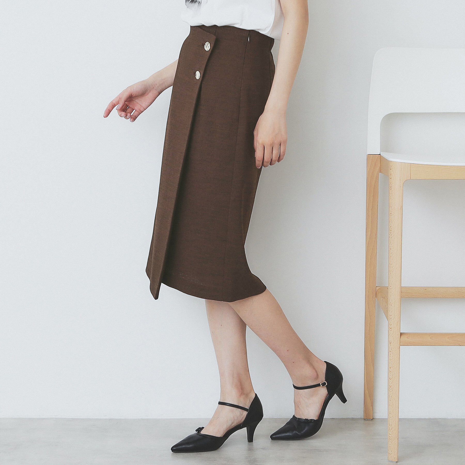 index「《丈が選べる》麻調ラップタイトスカート【洗濯機洗い可/イージーアイロン】」|スカート|