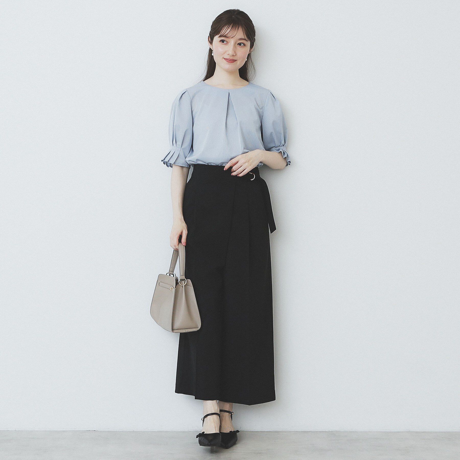 index「ストライプジャージタックスリーブトップス【吸水速乾/洗濯機洗い可】」|Tシャツ・カットソー|