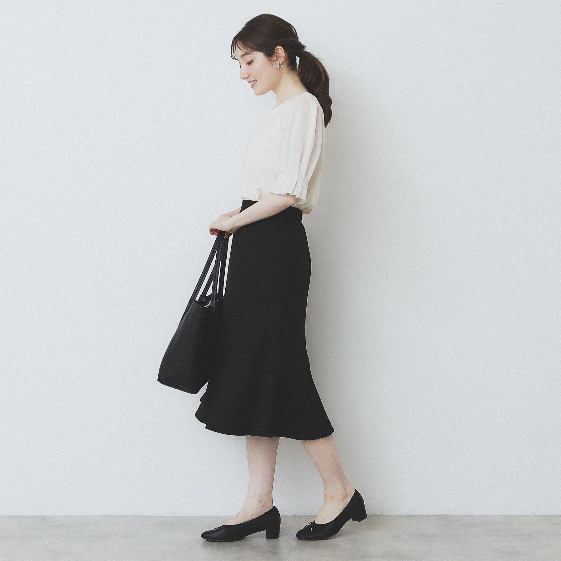 index「ストライプジャージタックスリーブトップス【吸水速乾/洗濯機洗い可】」|Tシャツ・カットソー|