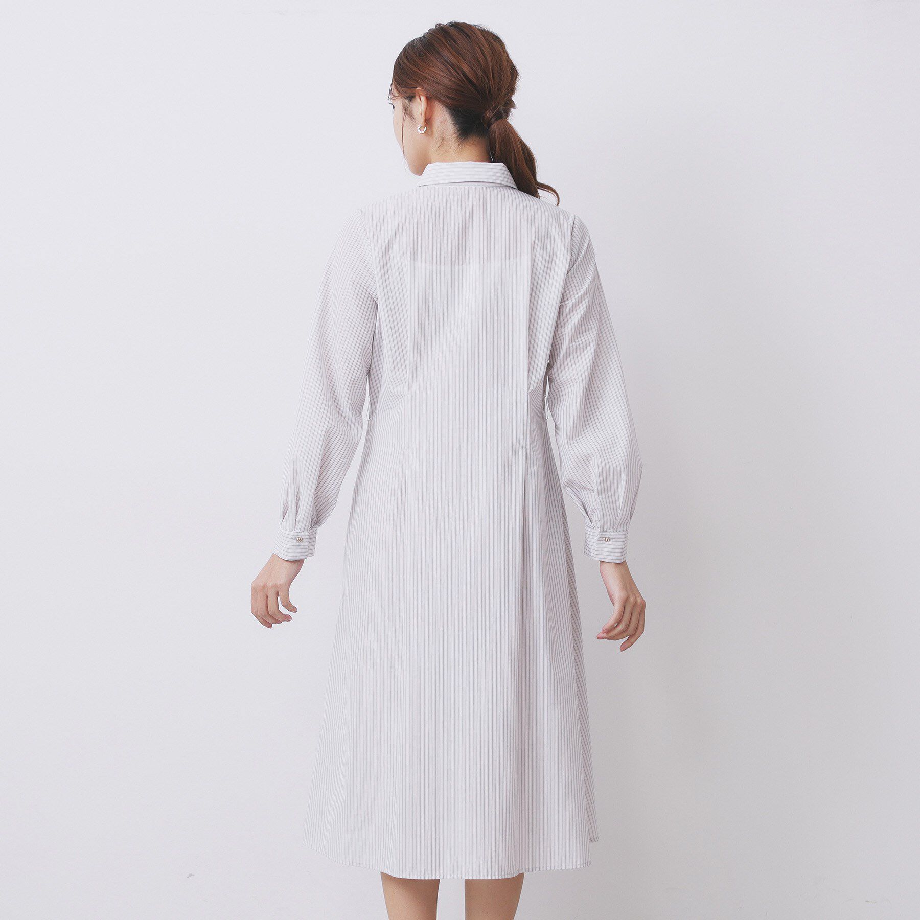 index「ラメストライプシャツワンピース【洗濯機OK/イージーアイロン】」|ワンピース|