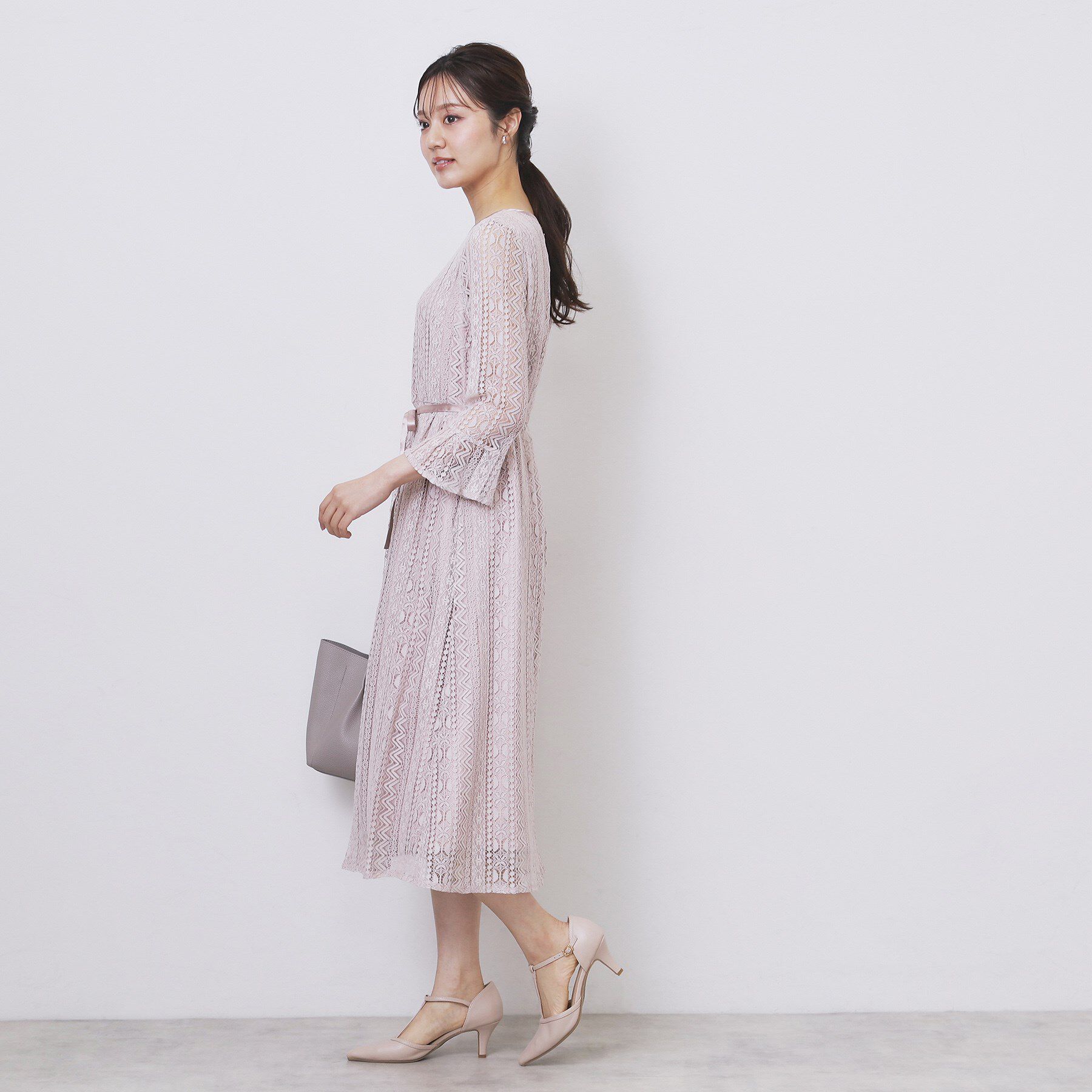 index「幾何ラインレースワンピース【洗濯機OK】」|ワンピース|