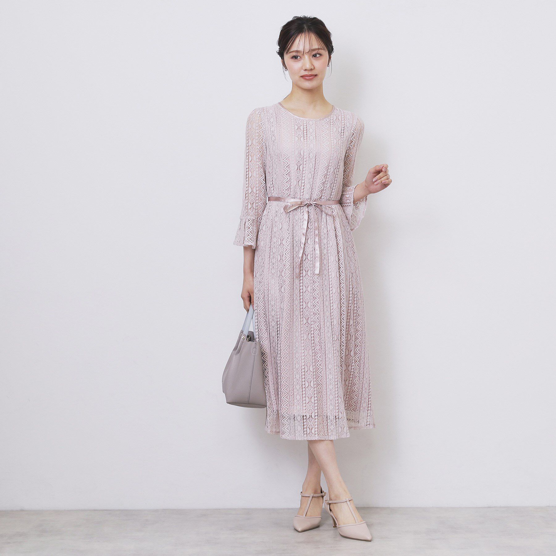 index「幾何ラインレースワンピース【洗濯機OK】」|ワンピース|
