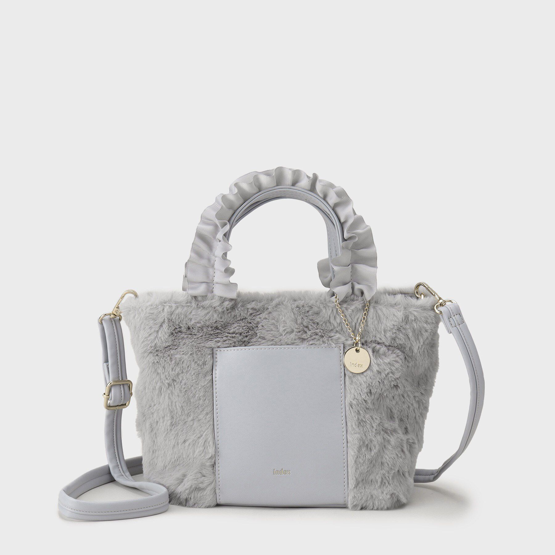 index「フリルハンドル フェイクファーミドルトートバッグ」|トートバッグ|