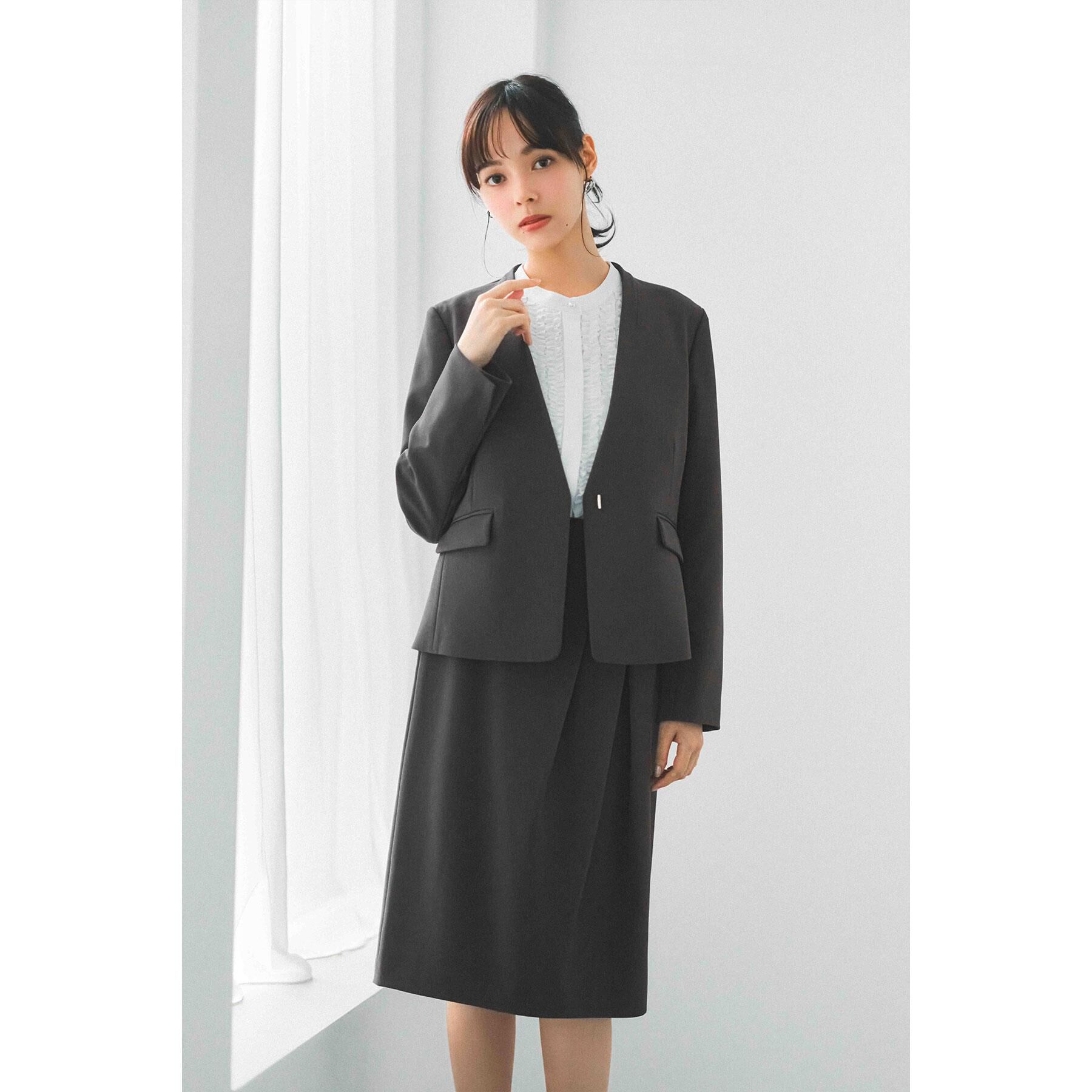 index「ストレッチノーカラージャケット/セットアップ対応【洗濯機OK/防シワ/イージーアイロン】」|ノーカラージャケット|