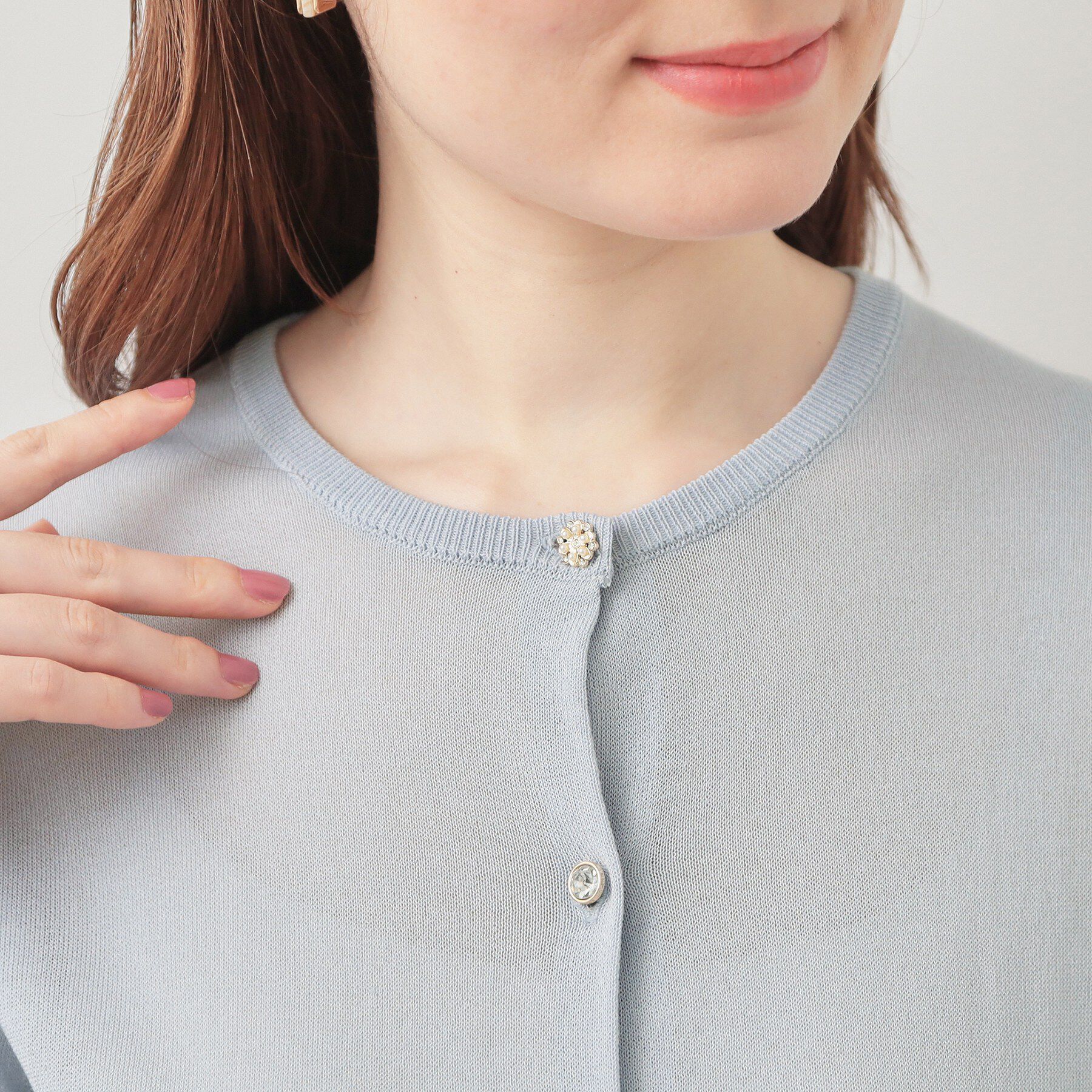 index「接触冷感ビジューボタンカーディガン【洗濯機OK/抗ピリング】」|カーディガン|