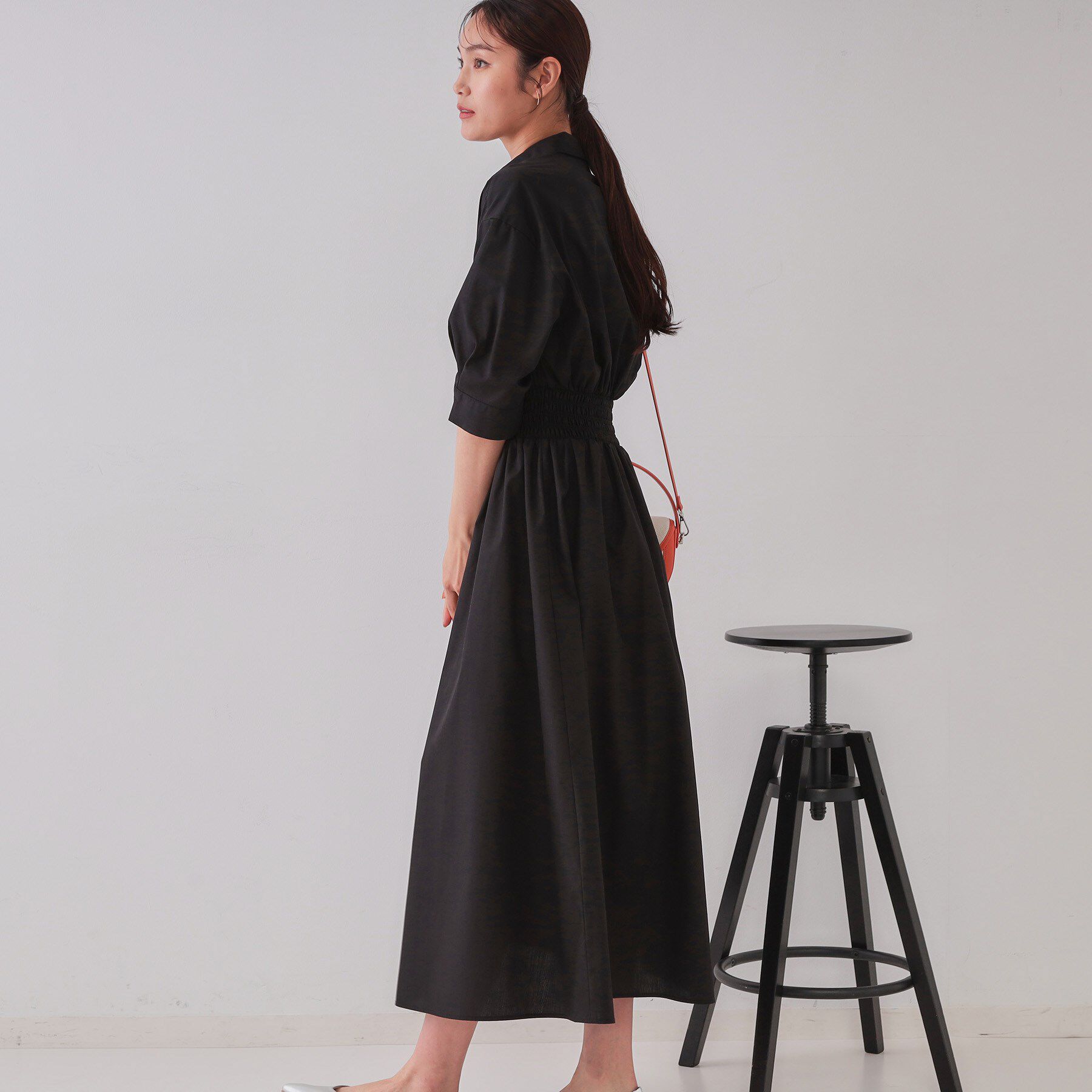 OPAQUE.CLIP「《5色展開》フィット＆フレアシャツワンピース【洗濯機洗い可】」|ワンピース|