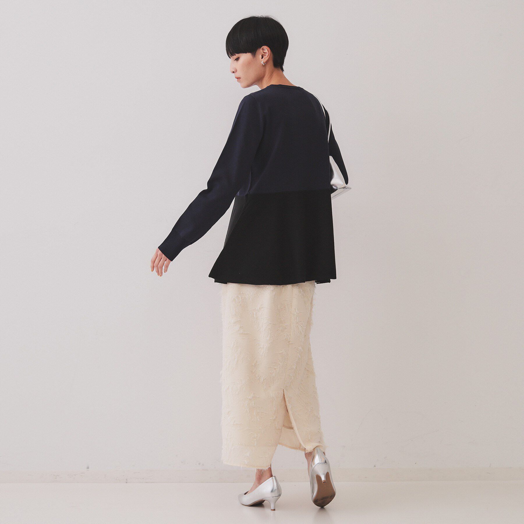 OPAQUE.CLIP「配色ペプラムニット【洗濯機洗い可／抗ピル】」|ニット・セーター|