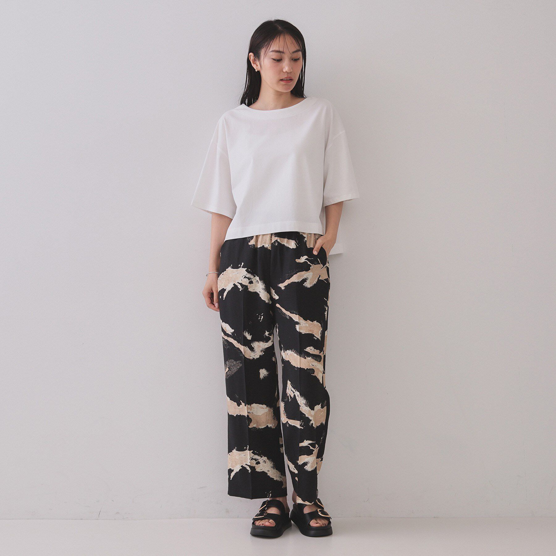 OPAQUE.CLIP「ボートネックショートTシャツ【洗濯機洗い可】」|Tシャツ・カットソー|