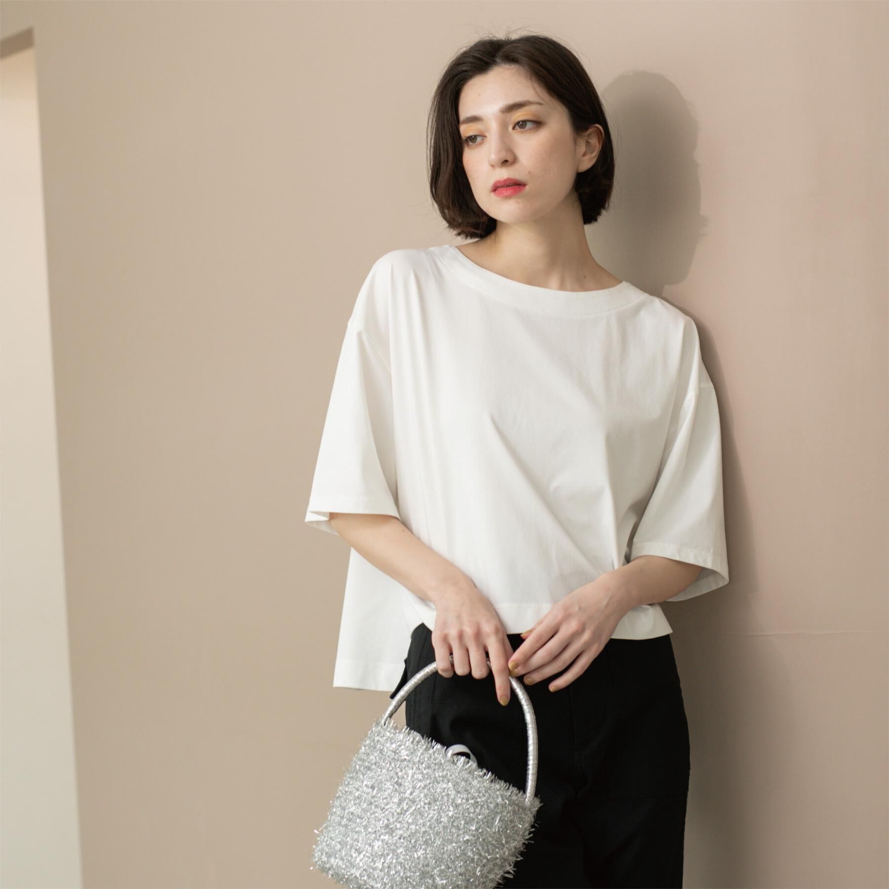 OPAQUE.CLIP「ボートネックショートTシャツ【洗濯機洗い可】」|Tシャツ・カットソー|