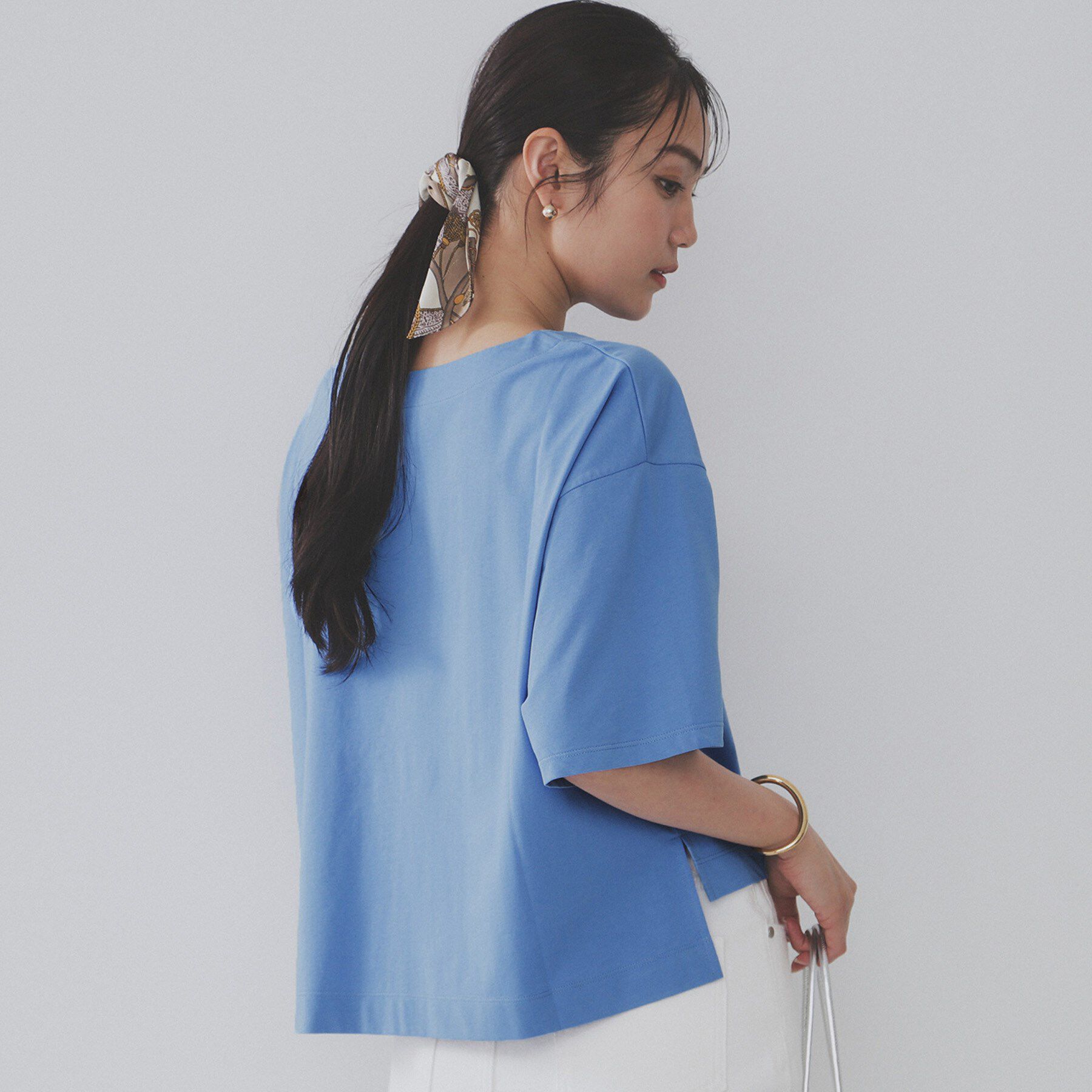 OPAQUE.CLIP「ボートネックショートTシャツ【洗濯機洗い可】」|Tシャツ・カットソー|