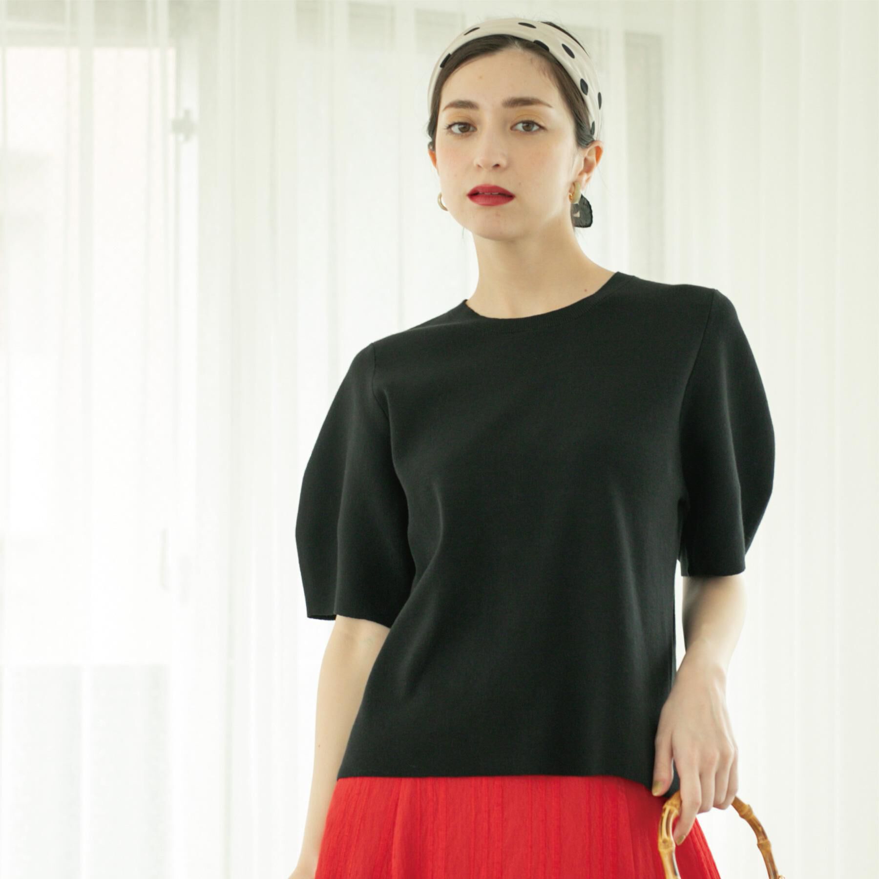 OPAQUE.CLIP「カーブスリーブニット【UV/洗濯機洗い可】」|ニット・セーター|