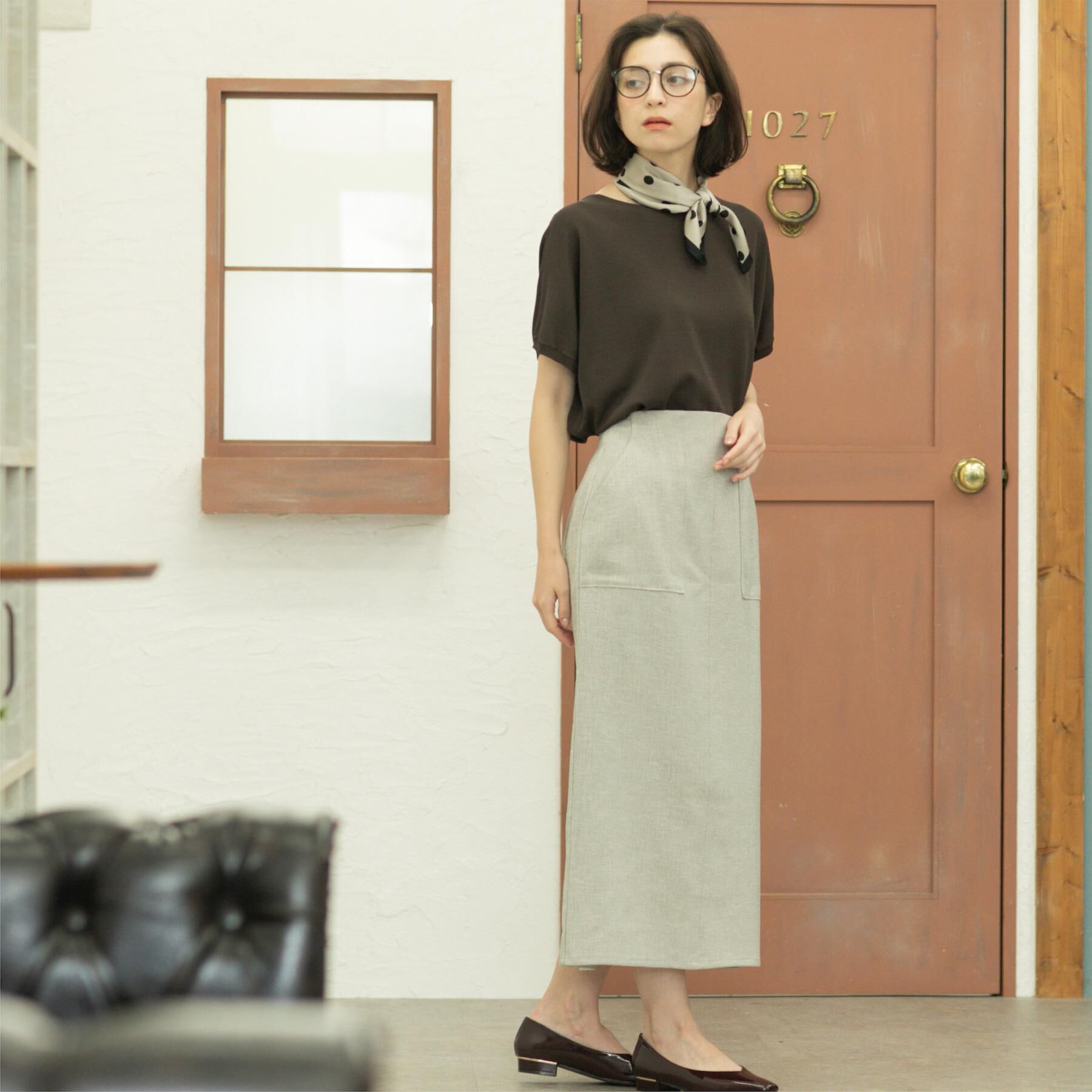 OPAQUE.CLIP「《美人百花掲載》ストレッチリネンライクタイトスカート【洗濯機洗い可】」|スカート|