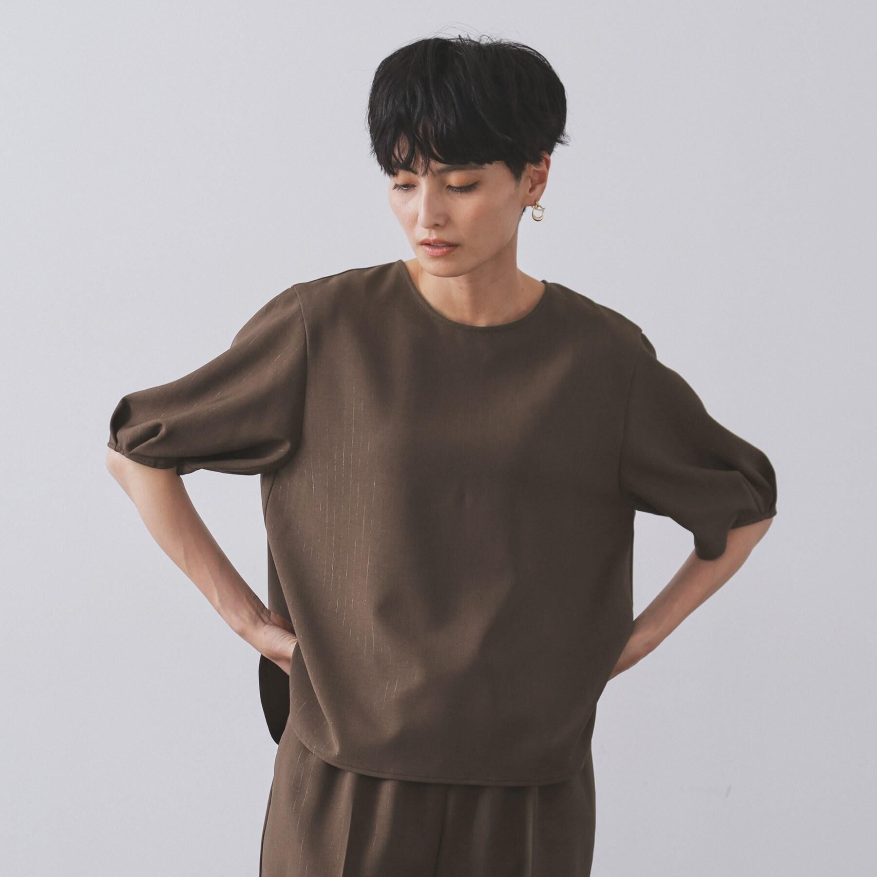 OPAQUE.CLIP「ラメストライプタックスリーブブラウス/セットアップ可【洗濯機洗い可/防シワ/吸水速乾】」|シャツ・ブラウス|