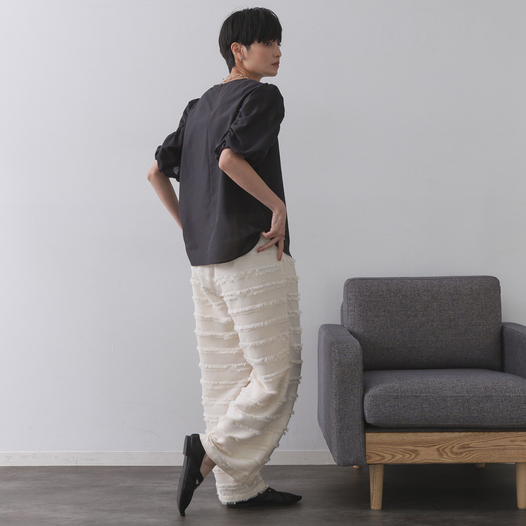 OPAQUE.CLIP「シアーボリュームスリーブブラウス【洗濯機洗い可】」|シャツ・ブラウス|