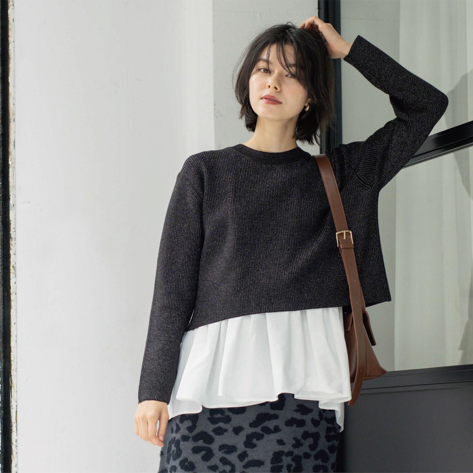 OPAQUE.CLIP「《ツインセット》ショートラメニット&times;フレアタンクトップ【洗濯機OK】」|その他|