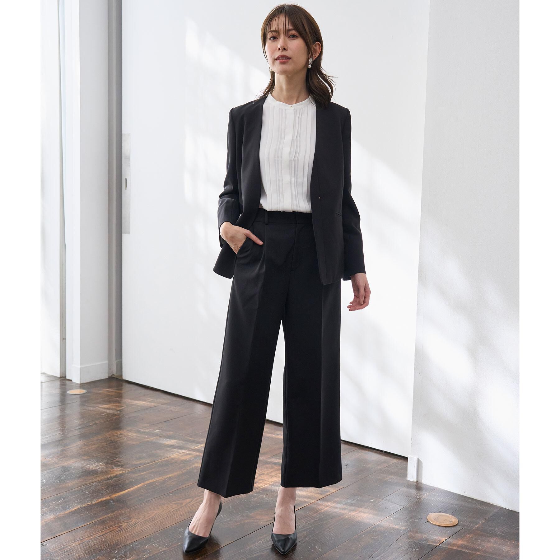 OPAQUE.CLIP「《通勤セットアップ対応》 ワイドパンツダブルクロス【洗濯機OK】」|その他|