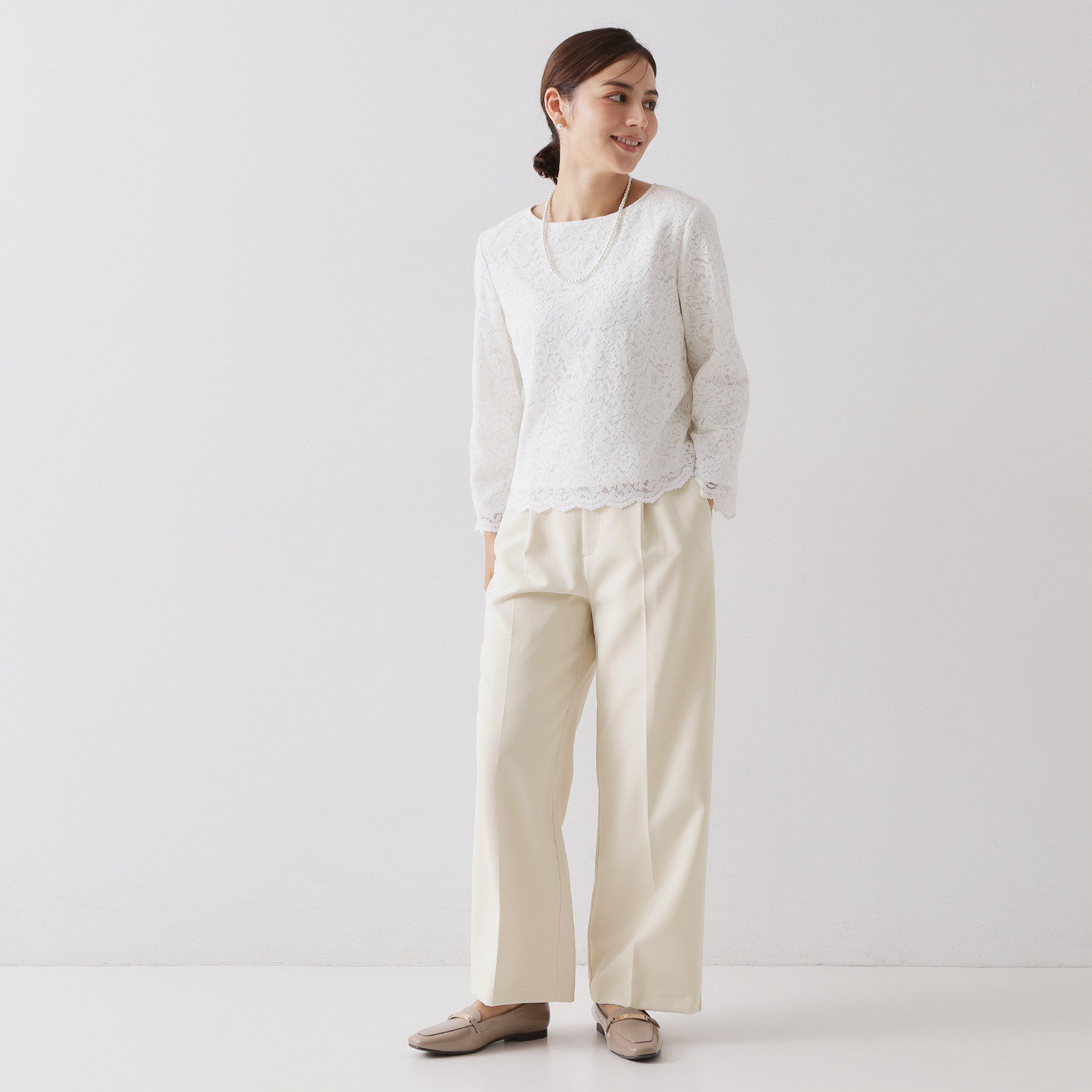 OPAQUE.CLIP「《通勤セットアップ対応》 ワイドパンツダブルクロス【洗濯機OK】」|その他|