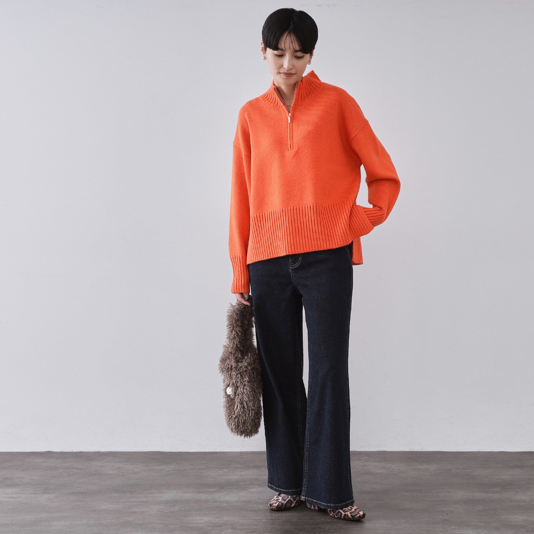 OPAQUE.CLIP「ハーフジップミドルゲージニット【洗濯機OK】」|ニット・セーター|