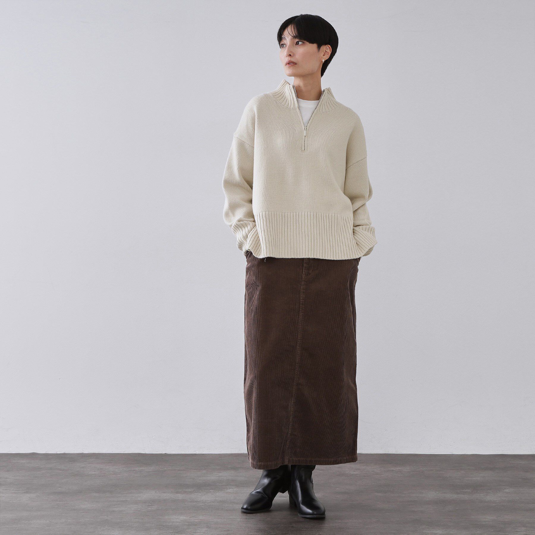 OPAQUE.CLIP「ハーフジップミドルゲージニット【洗濯機OK】」|ニット・セーター|