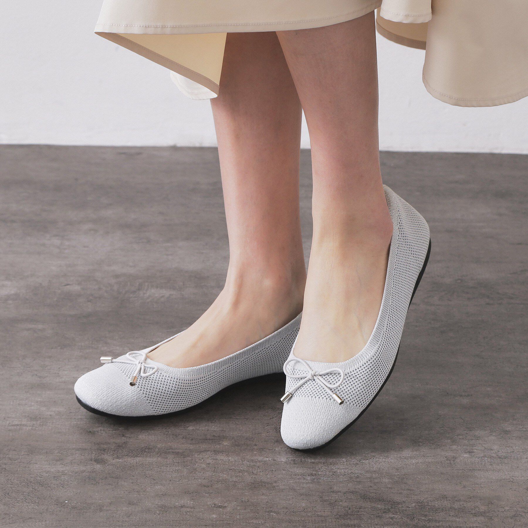 OPAQUE.CLIP「【抗菌防臭／軽量／マシンウォッシャブル】スクエアトゥメッシュニットバレエシューズ」|その他|