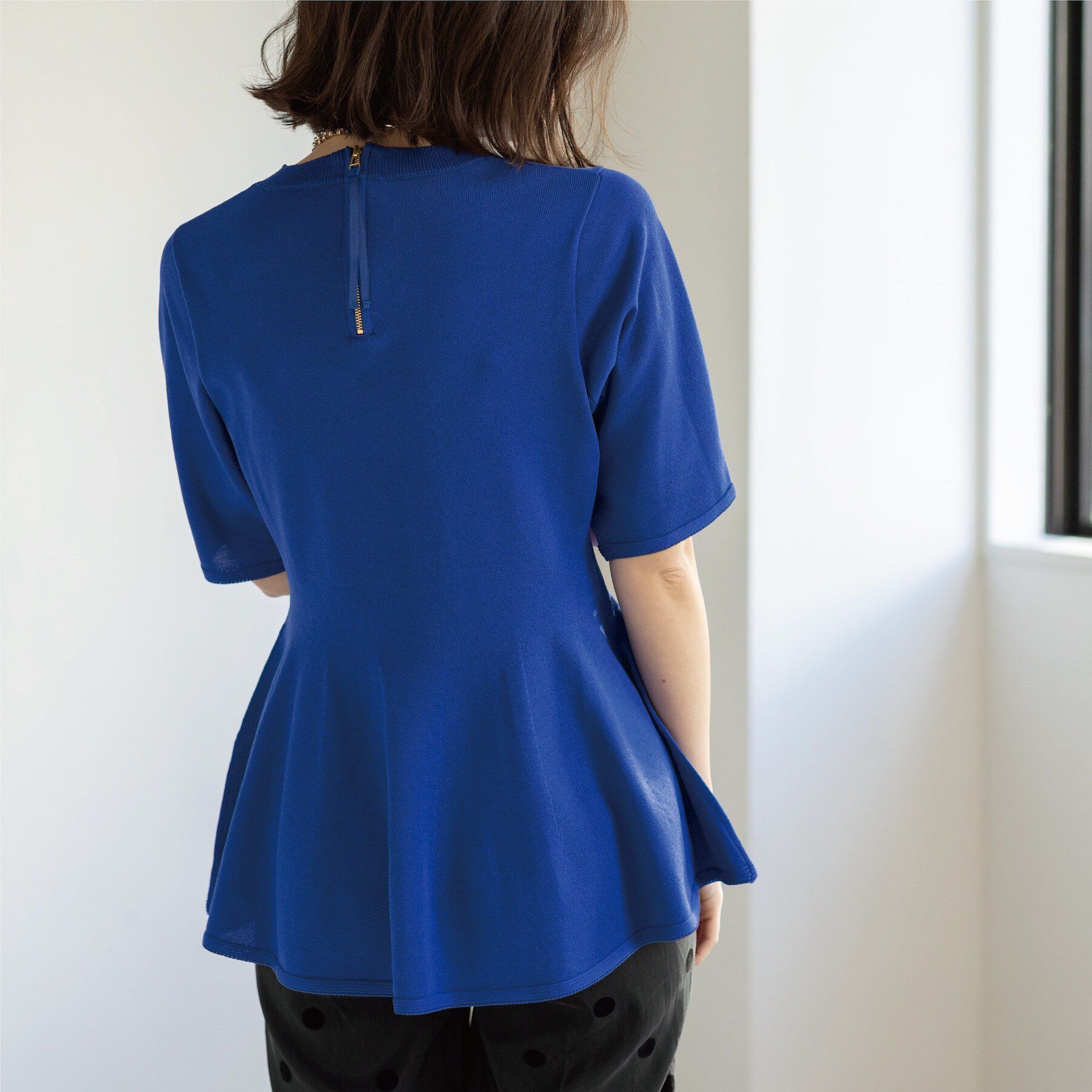 OPAQUE.CLIP「配色ライン ペプラムニット」|ニット・セーター|