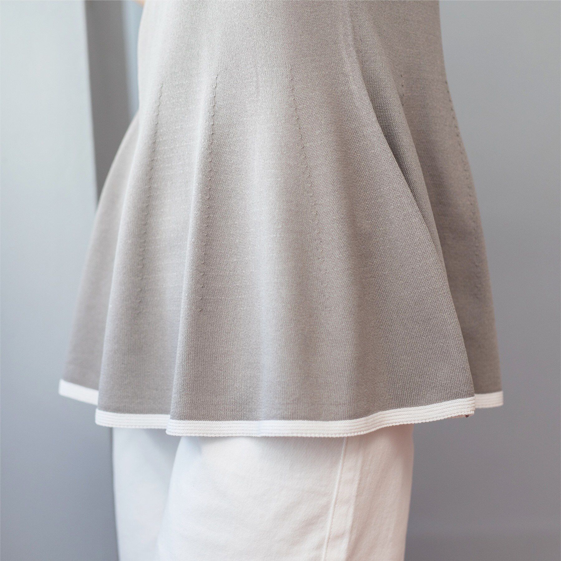 OPAQUE.CLIP「配色ライン ペプラムニット」|ニット・セーター|