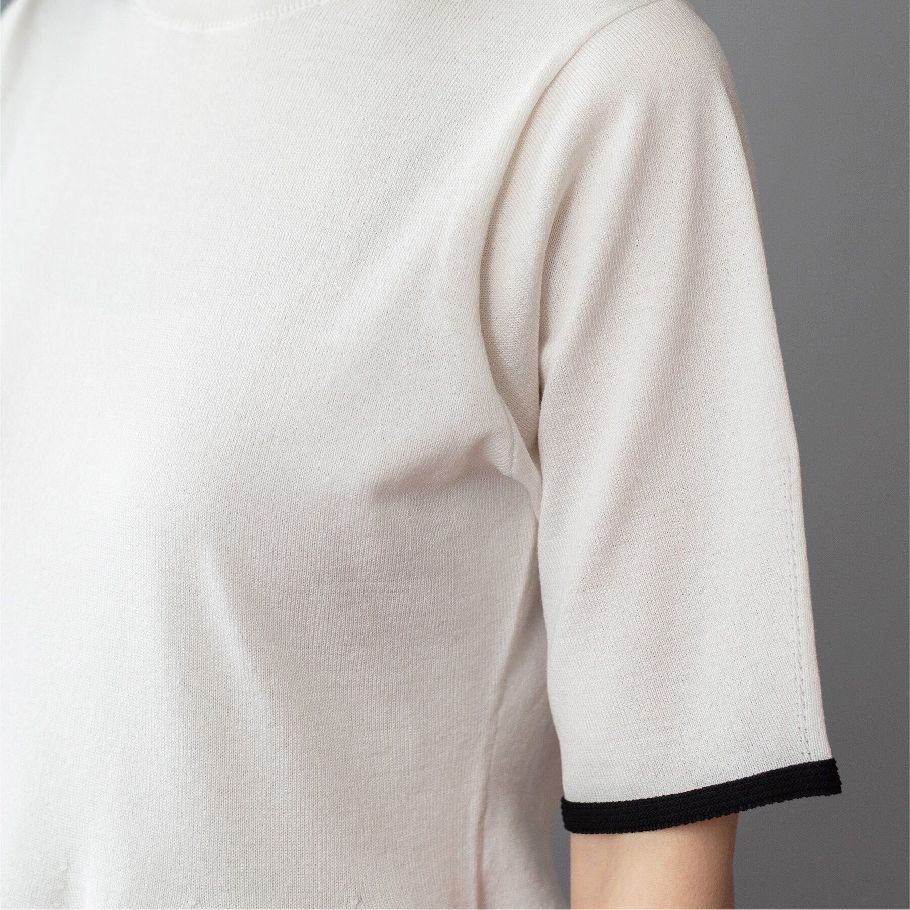 OPAQUE.CLIP「配色ライン ペプラムニット」|ニット・セーター|