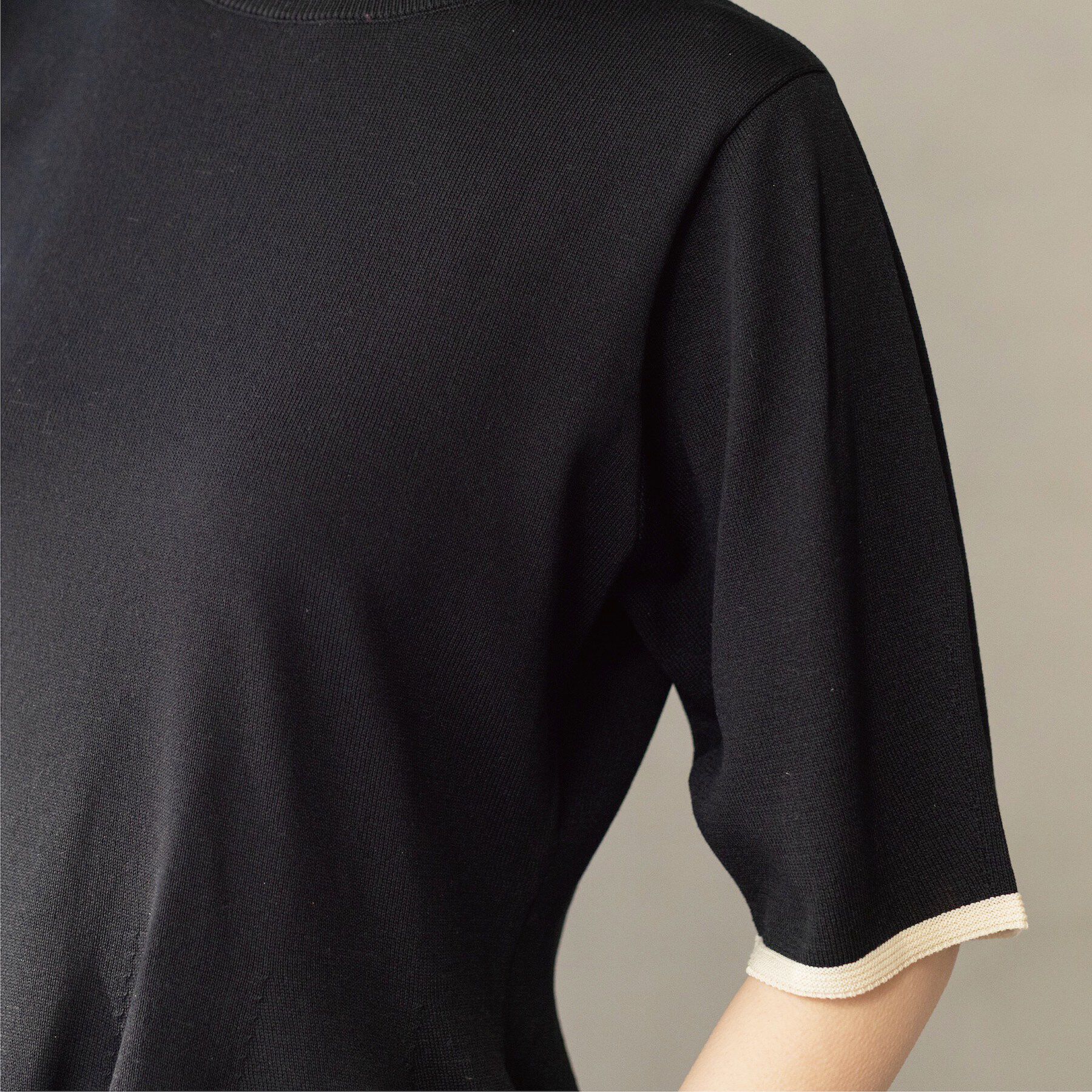 OPAQUE.CLIP「配色ライン ペプラムニット」|ニット・セーター|