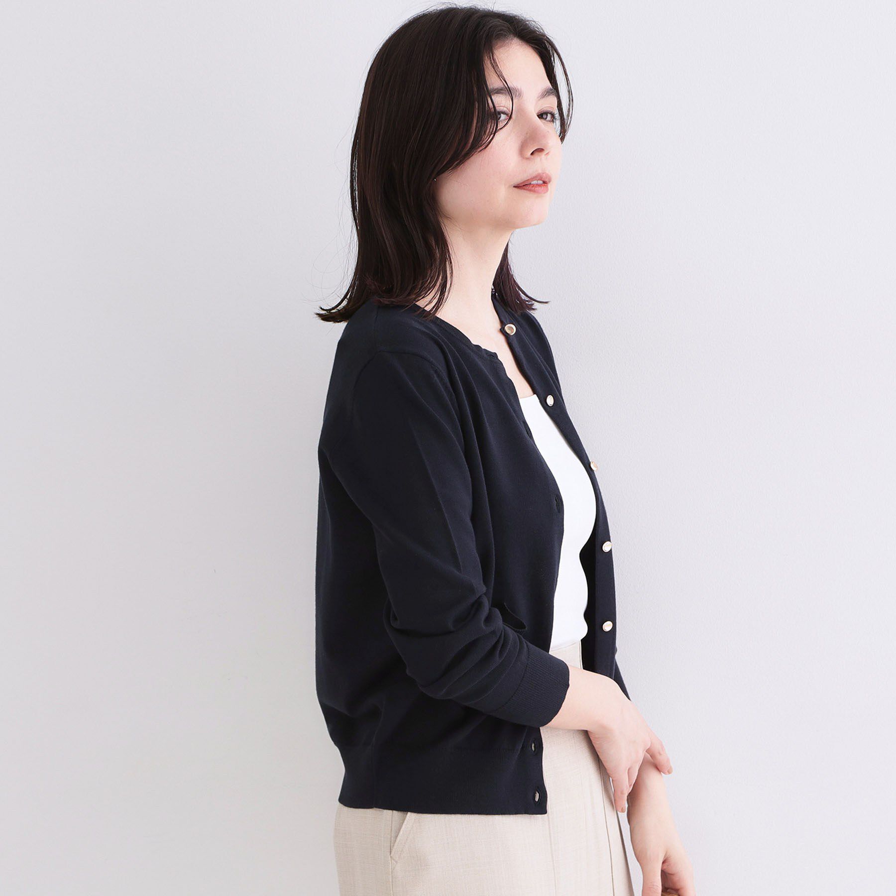 OPAQUE.CLIP「【UVケア】ポケットクルーニットカーディガン《洗濯機OK》」|カーディガン|