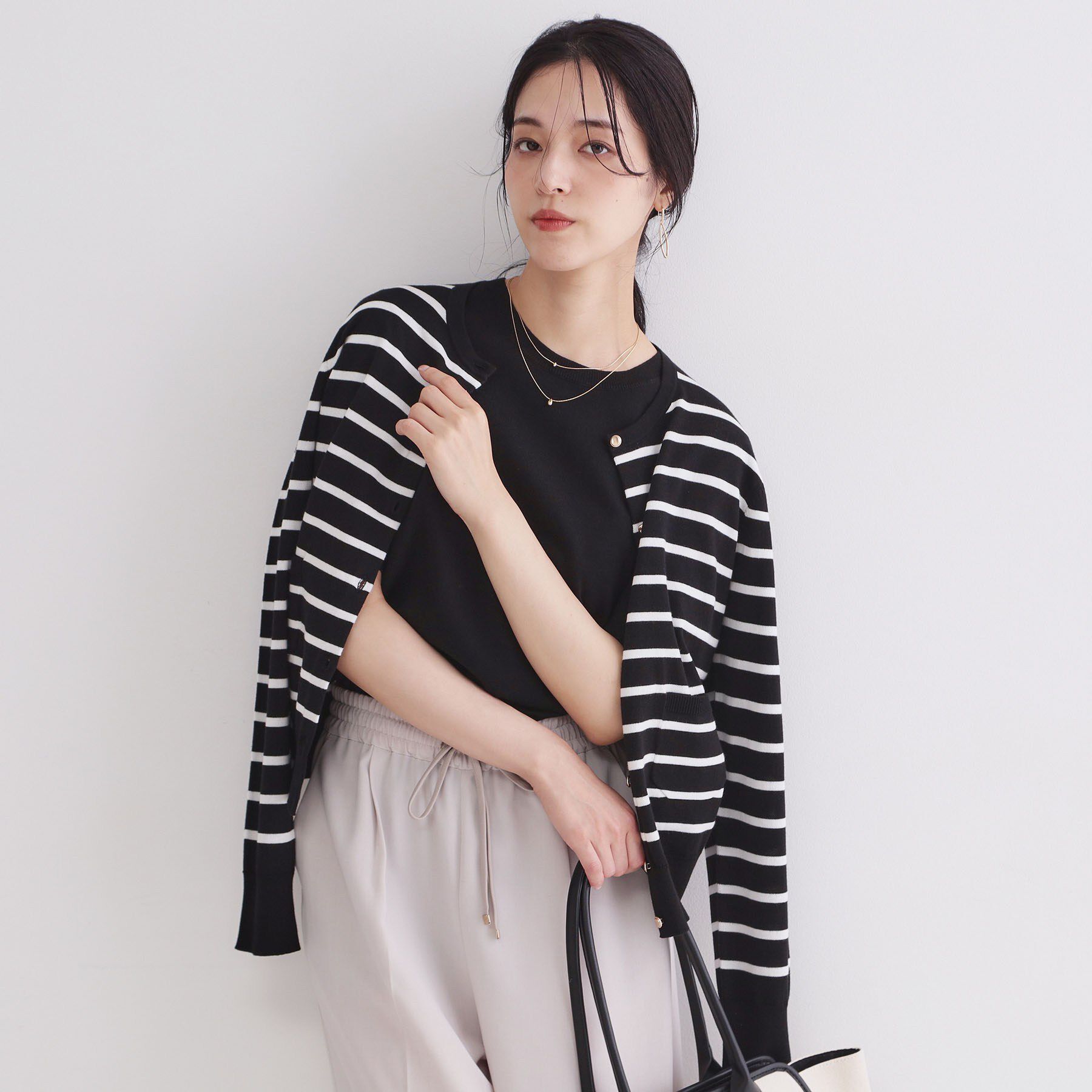 OPAQUE.CLIP「【UVケア】ポケットクルーニットカーディガン《洗濯機OK》」|カーディガン|ブラック(319)