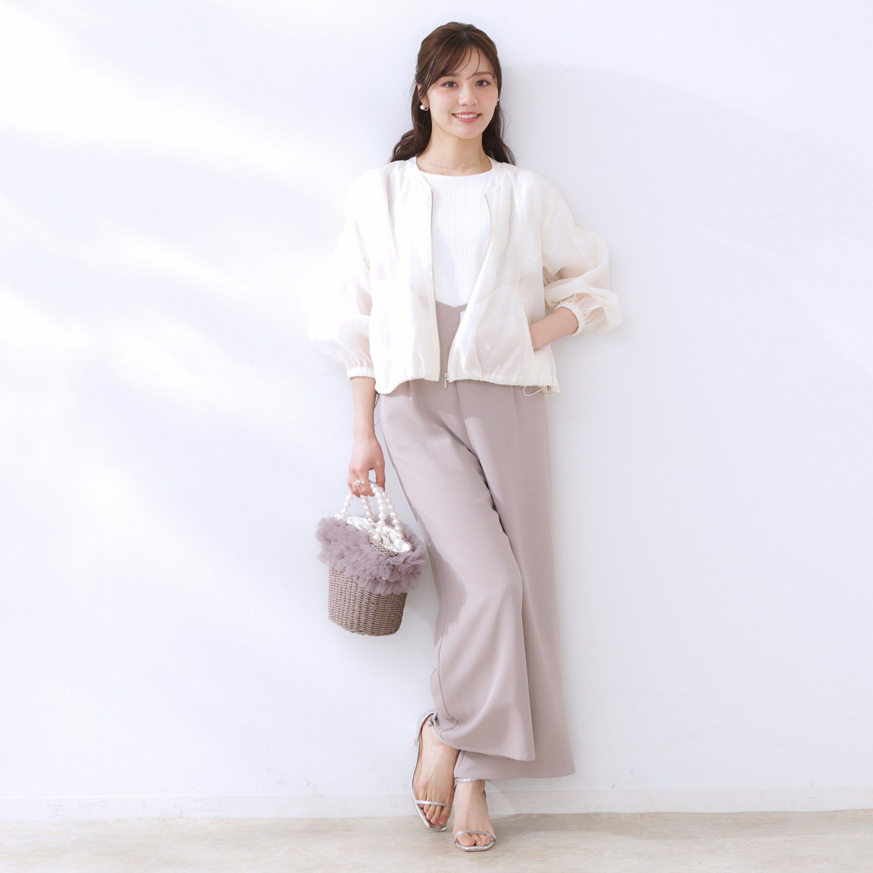 Couture broach「【マシンウォッシャブル・シアー】袖シャーリングシアーブルゾン」|ブルゾン・スタジャン|