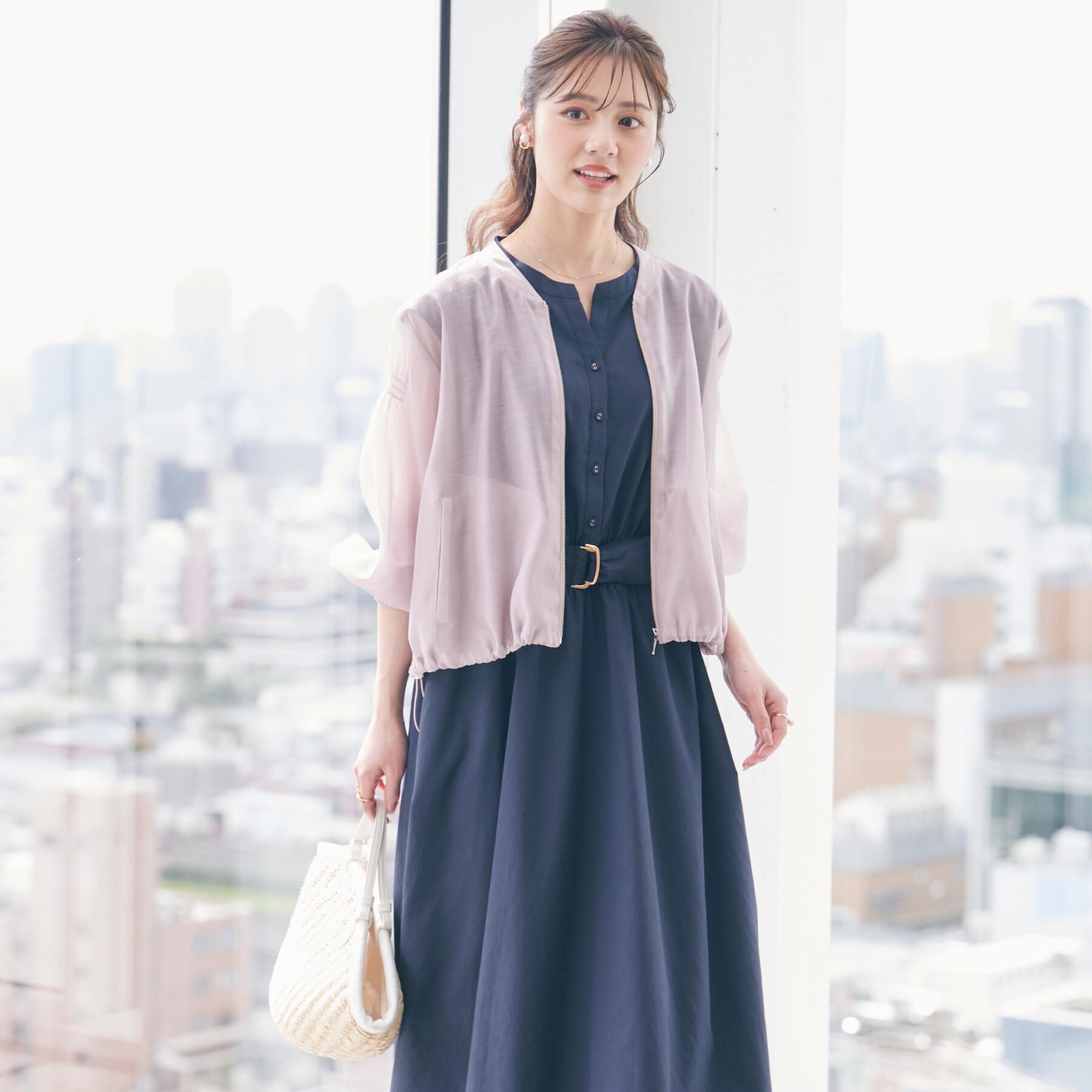 Couture broach「【マシンウォッシャブル・シアー】袖シャーリングシアーブルゾン」|ブルゾン・スタジャン|