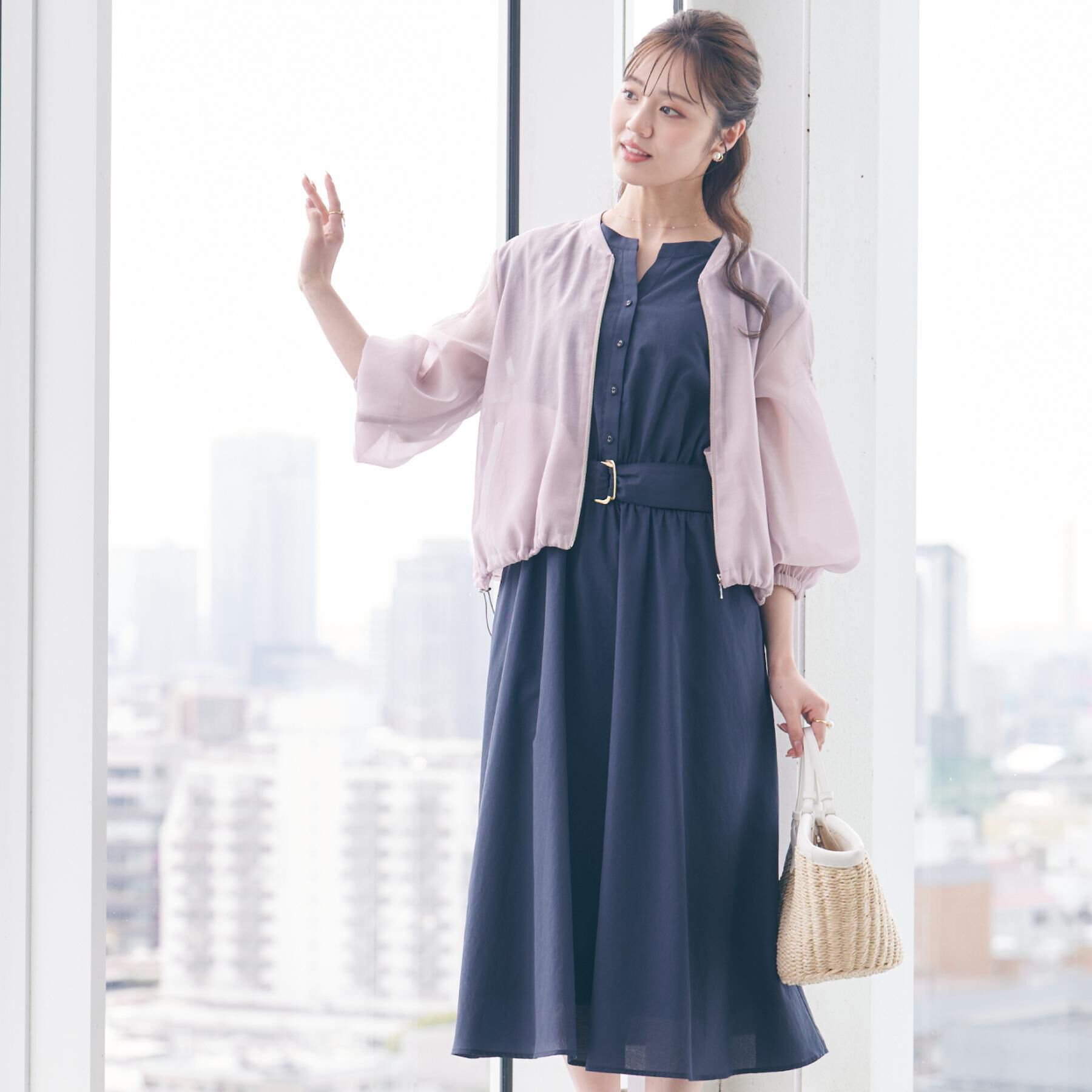 Couture broach「【マシンウォッシャブル・シアー】袖シャーリングシアーブルゾン」|ブルゾン・スタジャン|