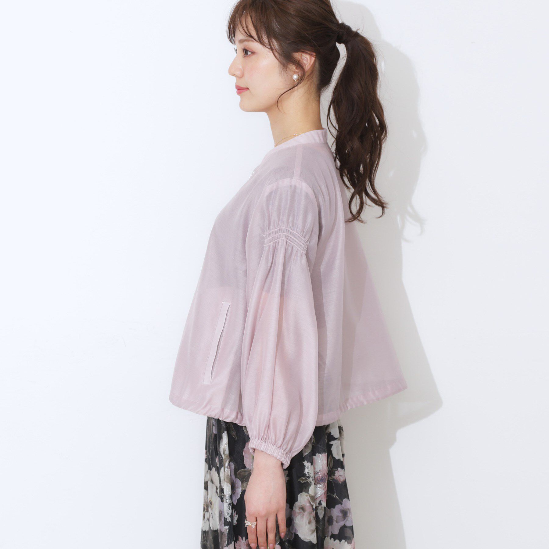 Couture broach「【マシンウォッシャブル・シアー】袖シャーリングシアーブルゾン」|ブルゾン・スタジャン|