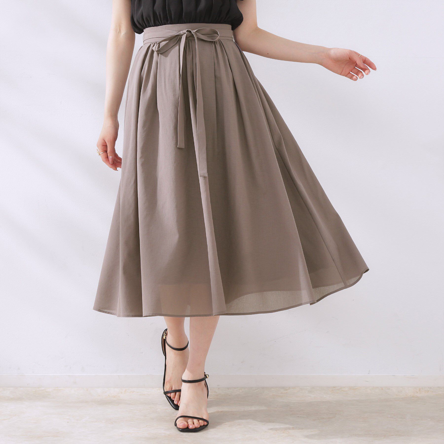 Couture broach「【きれいめ・通勤】細リボン付きパレットボイルスカート」|スカート|トープ(054)