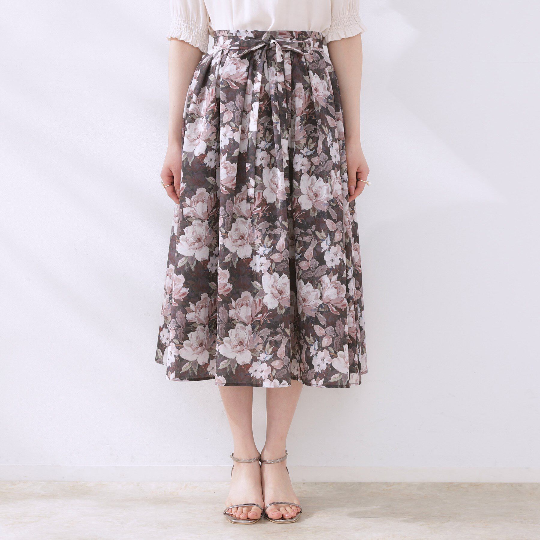 Couture broach「【きれいめ・通勤】細リボン付きパレットボイルスカート」|スカート|