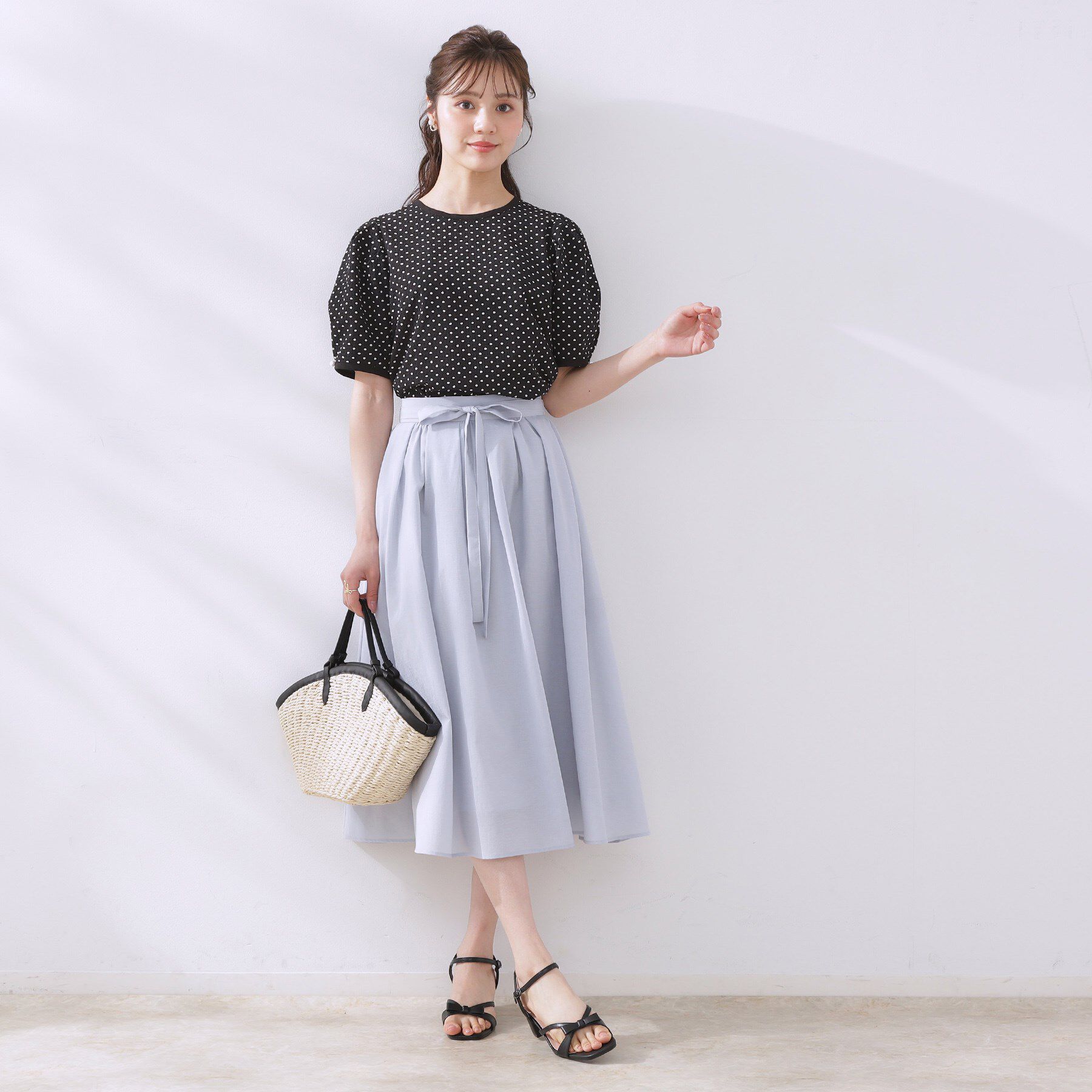 Couture broach「【きれいめ・通勤】細リボン付きパレットボイルスカート」|スカート|