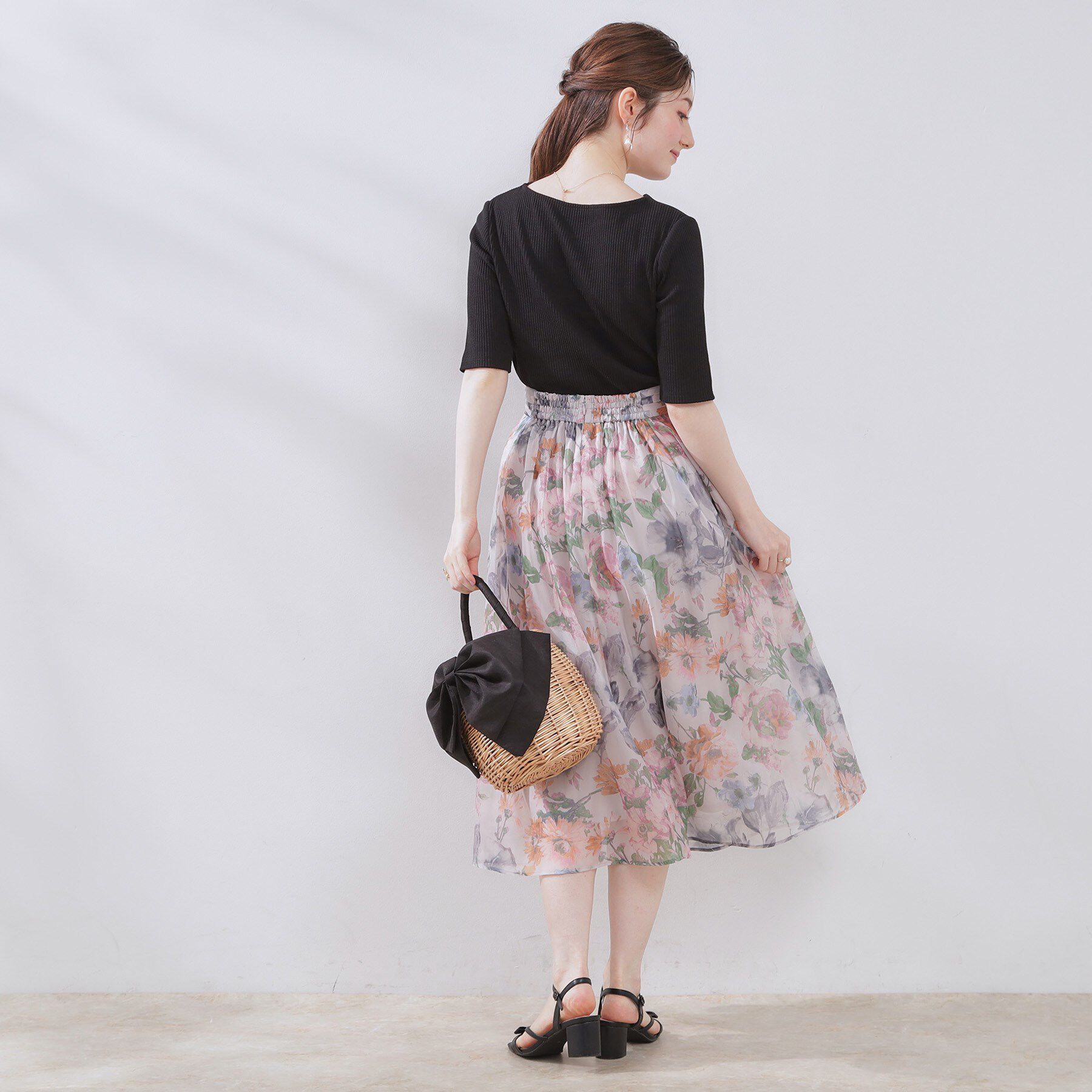 Couture broach「【マシンウォッシャブル・アンチピリング・二の腕カバー】ハートネックテレコ5分袖プルオーバー」|Tシャツ・カットソー|