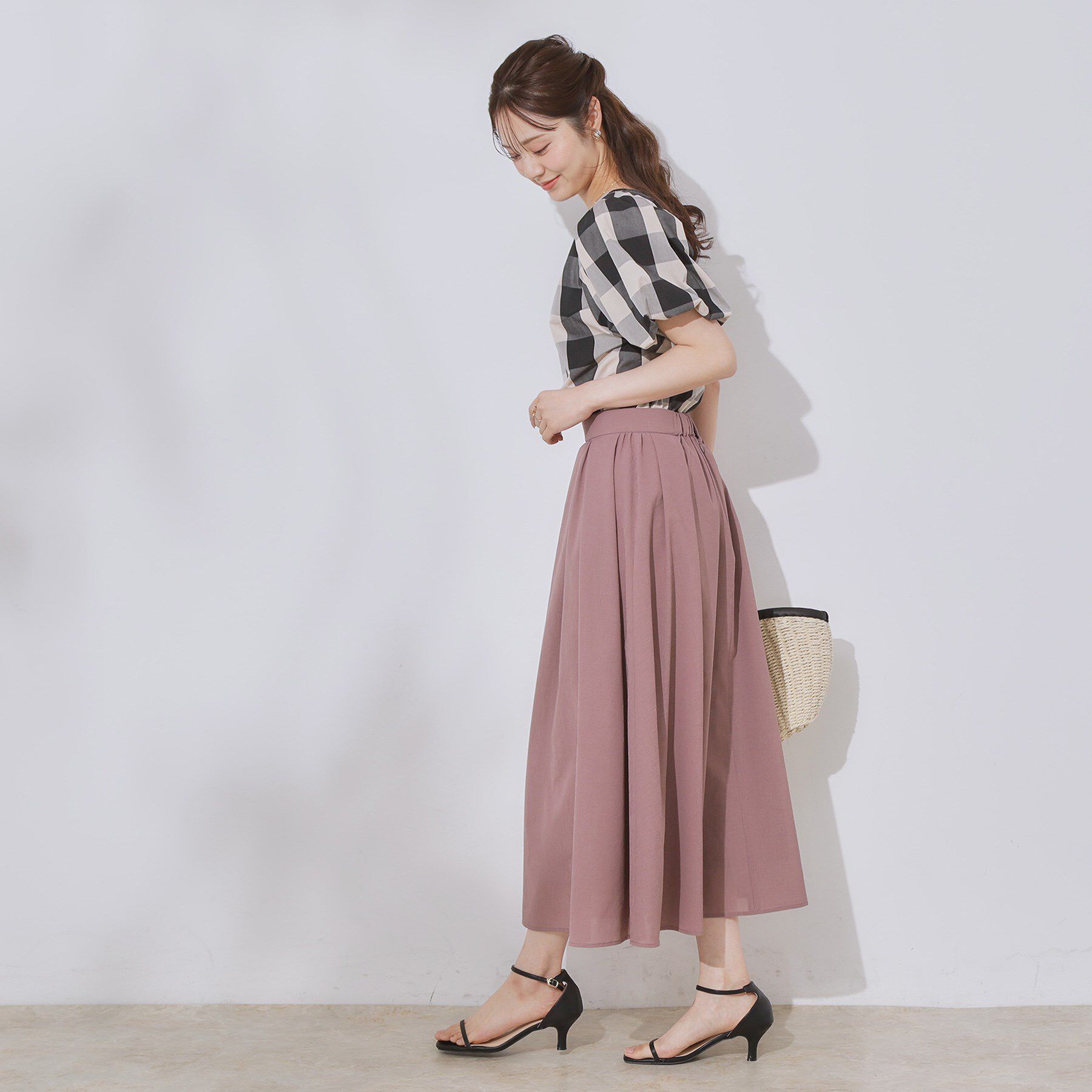 Couture broach「【マシンウォッシャブル・二の腕カバー】ブロックチェックブラウス」|シャツ・ブラウス|